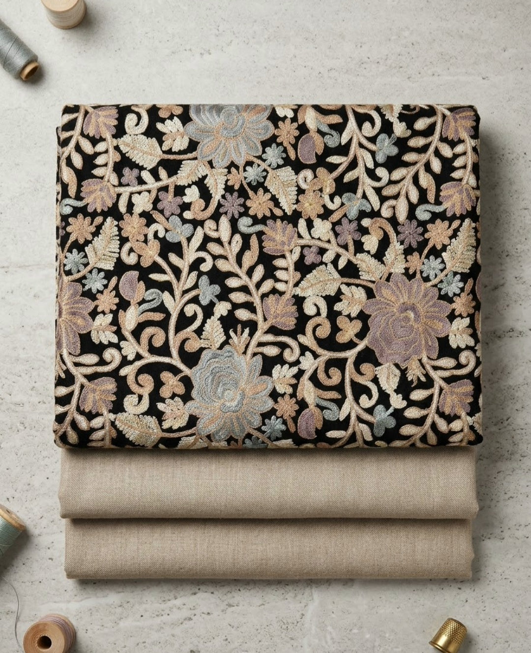 Embroidered three piece: Pashmina