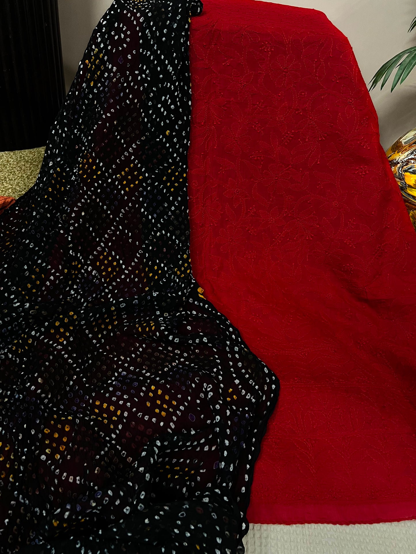 Red : Chikankari shirt