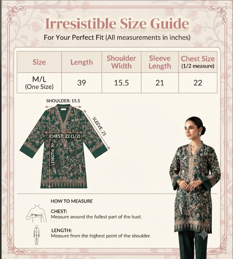 Pashmina kurta : Embroidered