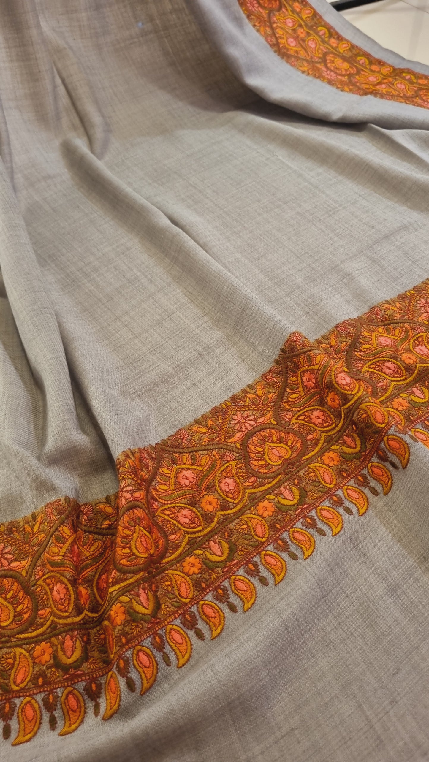 Papermachi embroidered pashmina shawl