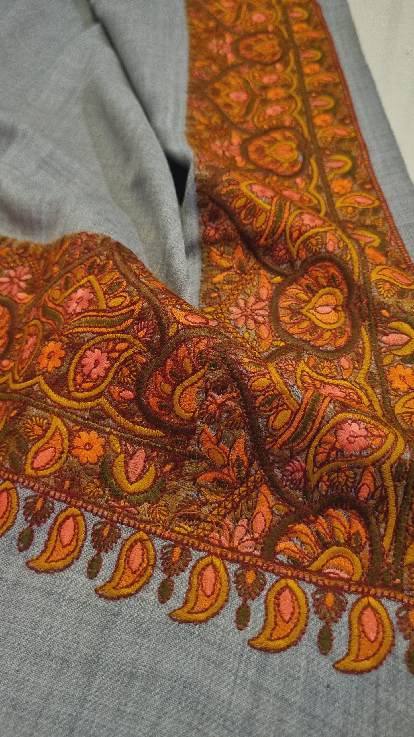Papermachi embroidered pashmina shawl
