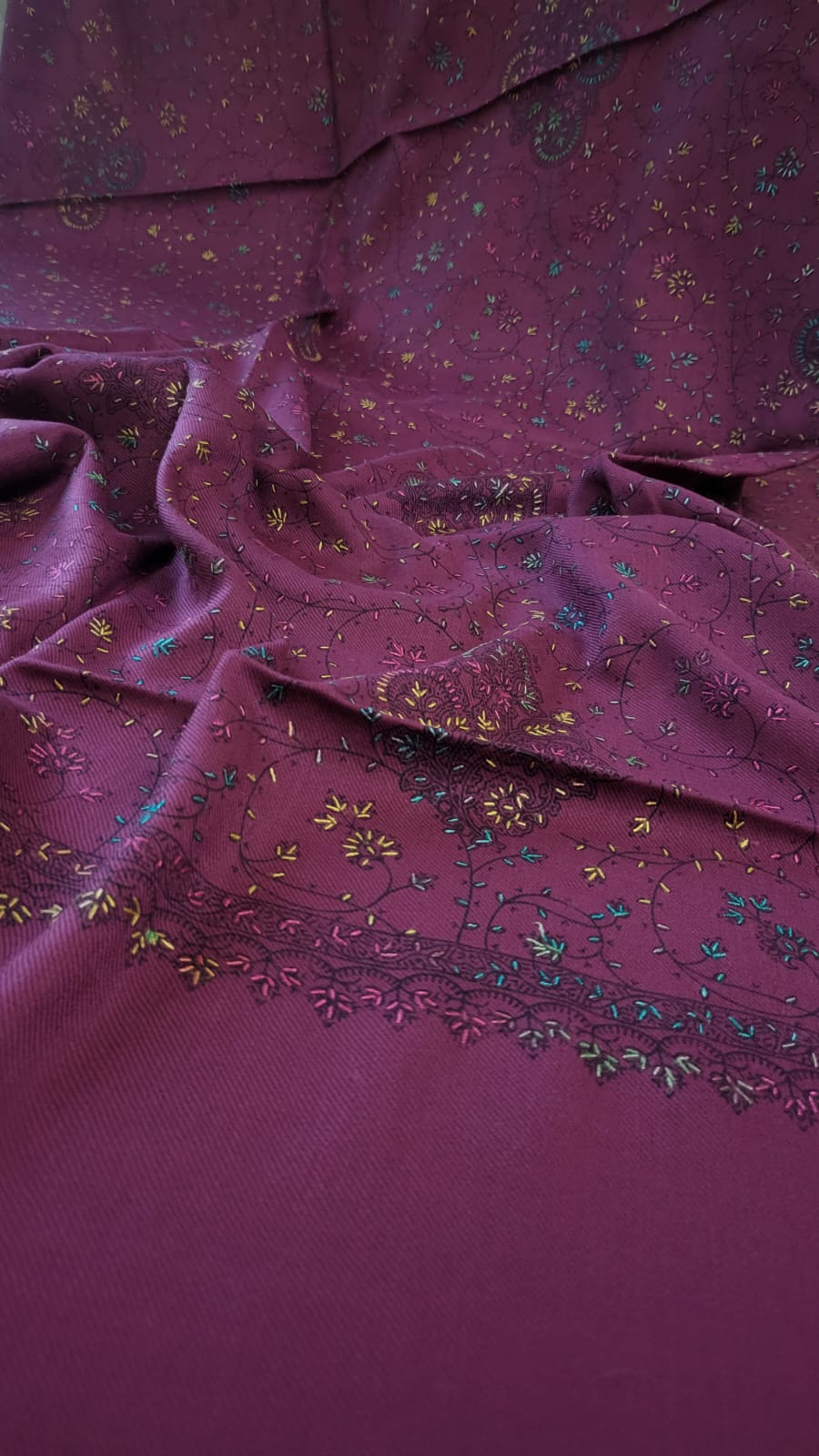 Hand embroidered woolen pashmina shawls