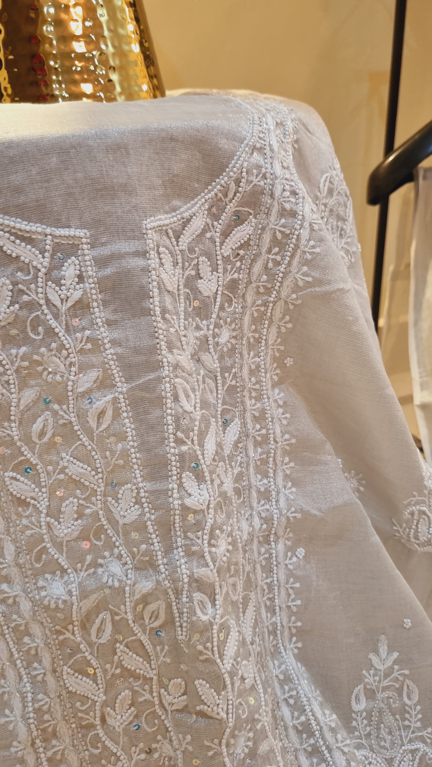 Chanderi silk chikankari suit