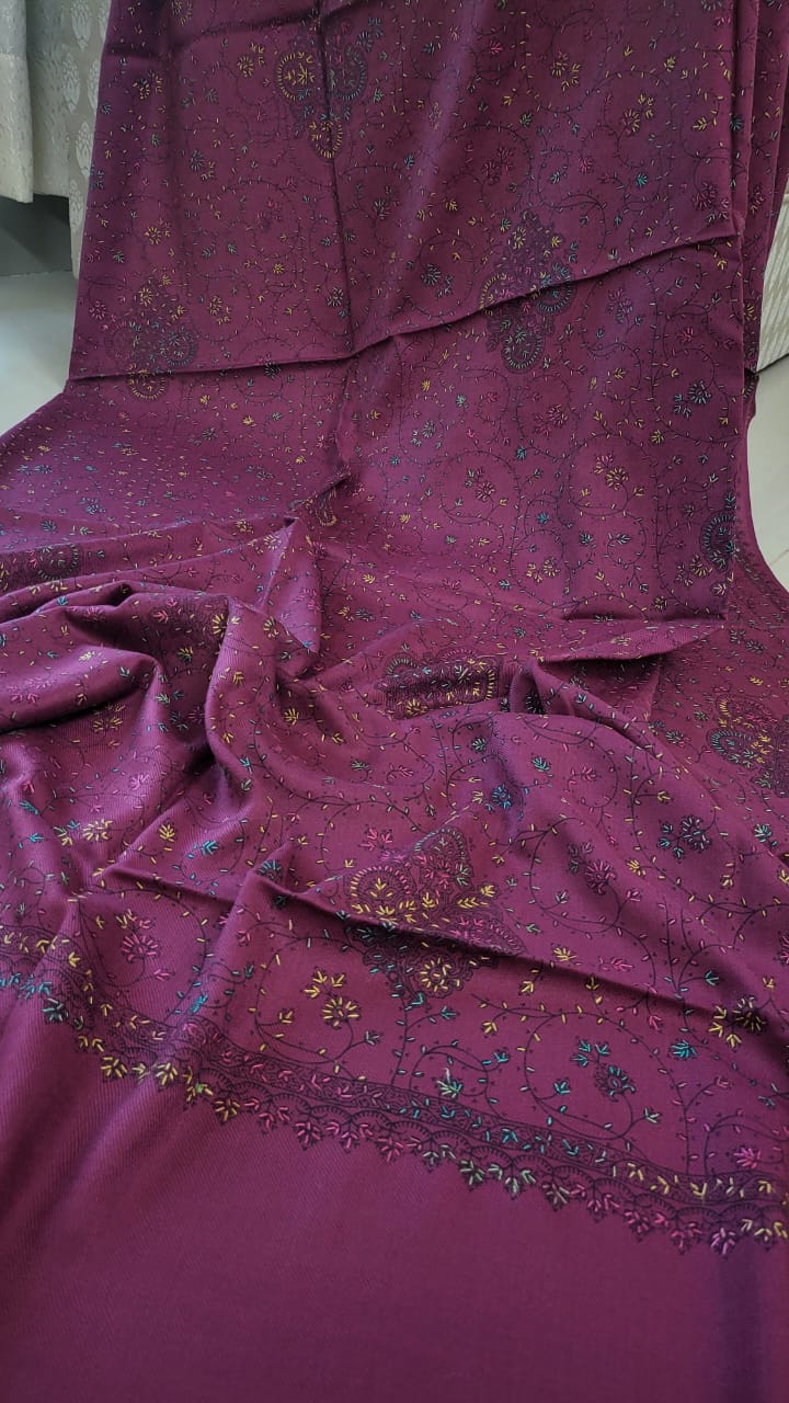 Hand embroidered woolen pashmina shawls