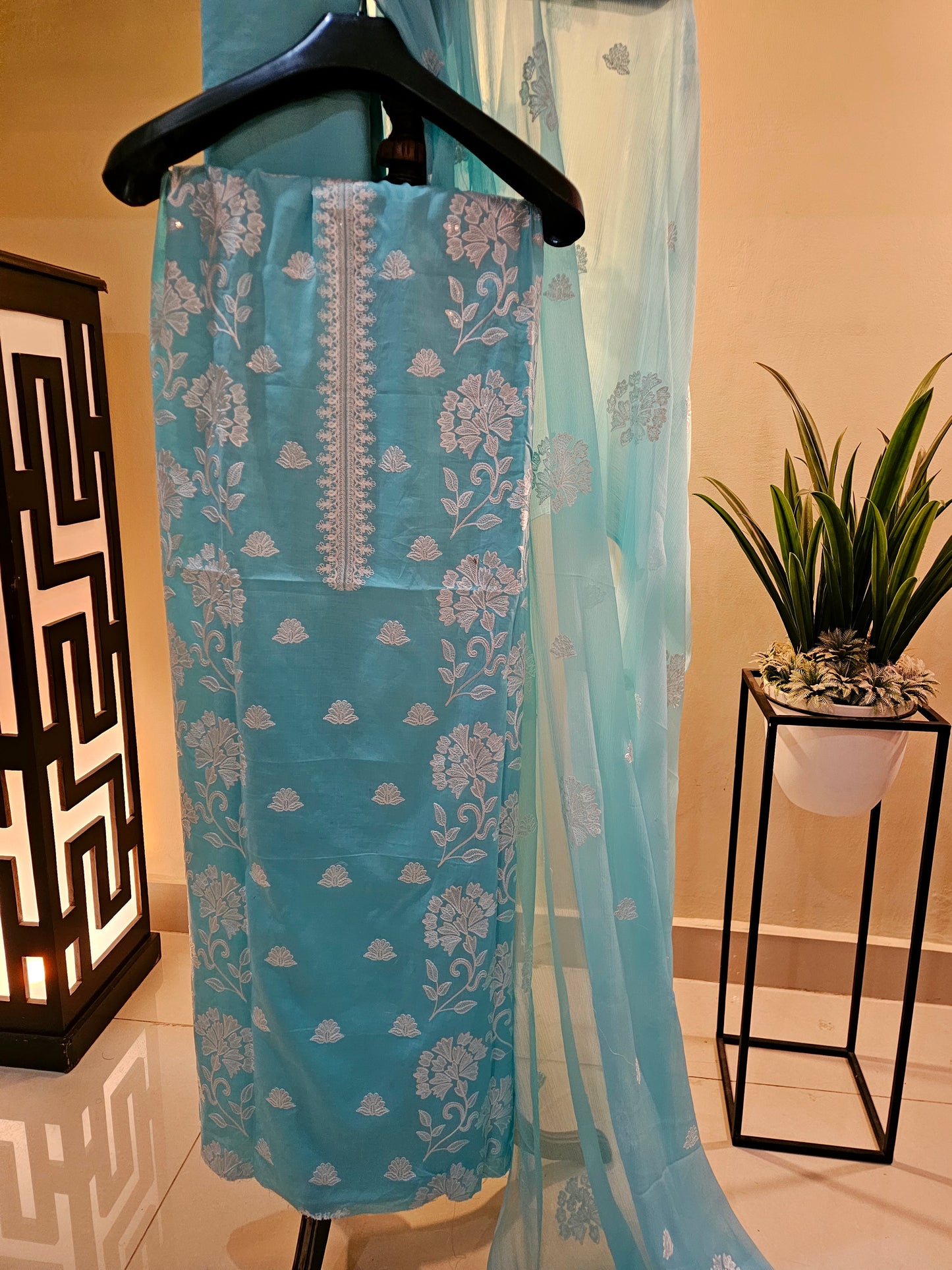 Lawn embroidered three piece