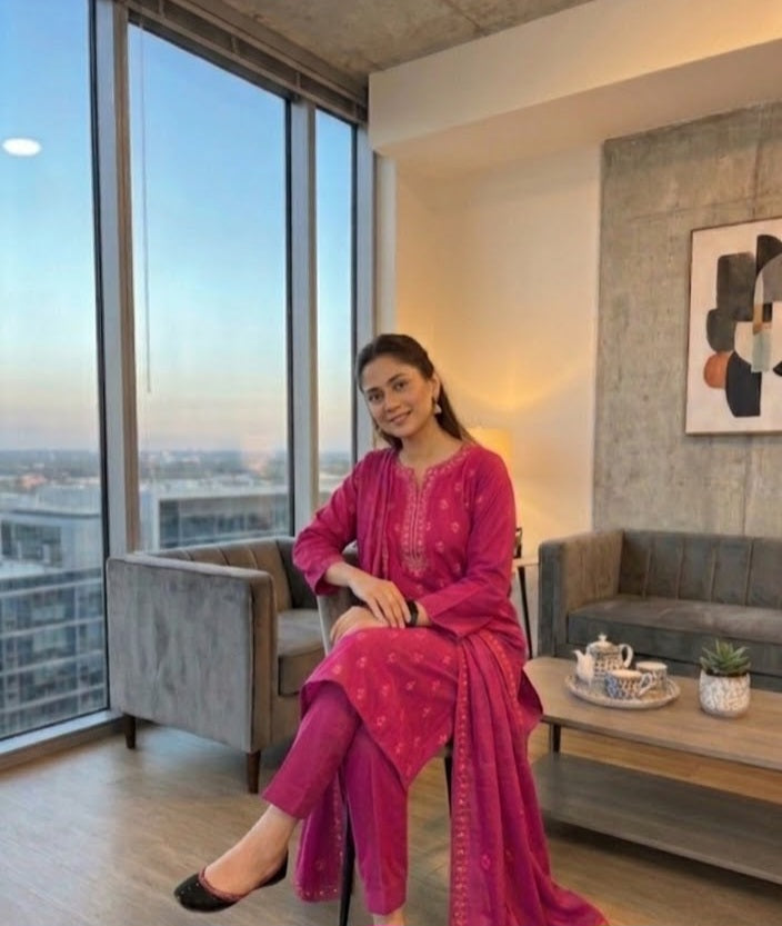 Embroidered suit: Karandi khaddar