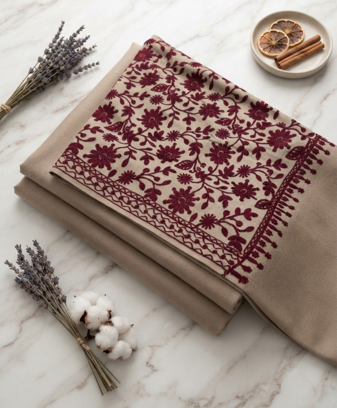 Embroidered three piece: Pashmina