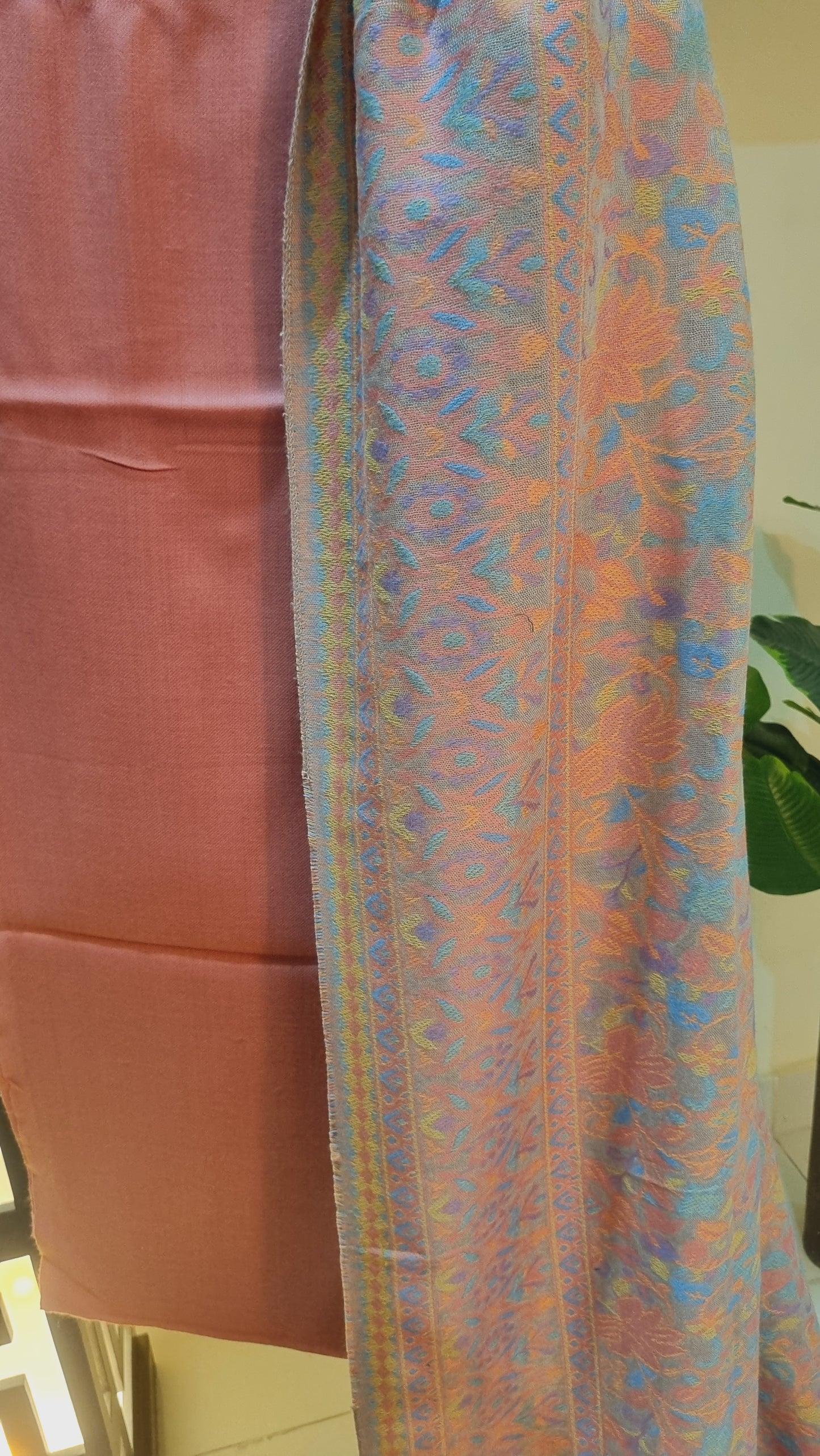 Kaani shawl with plain suit