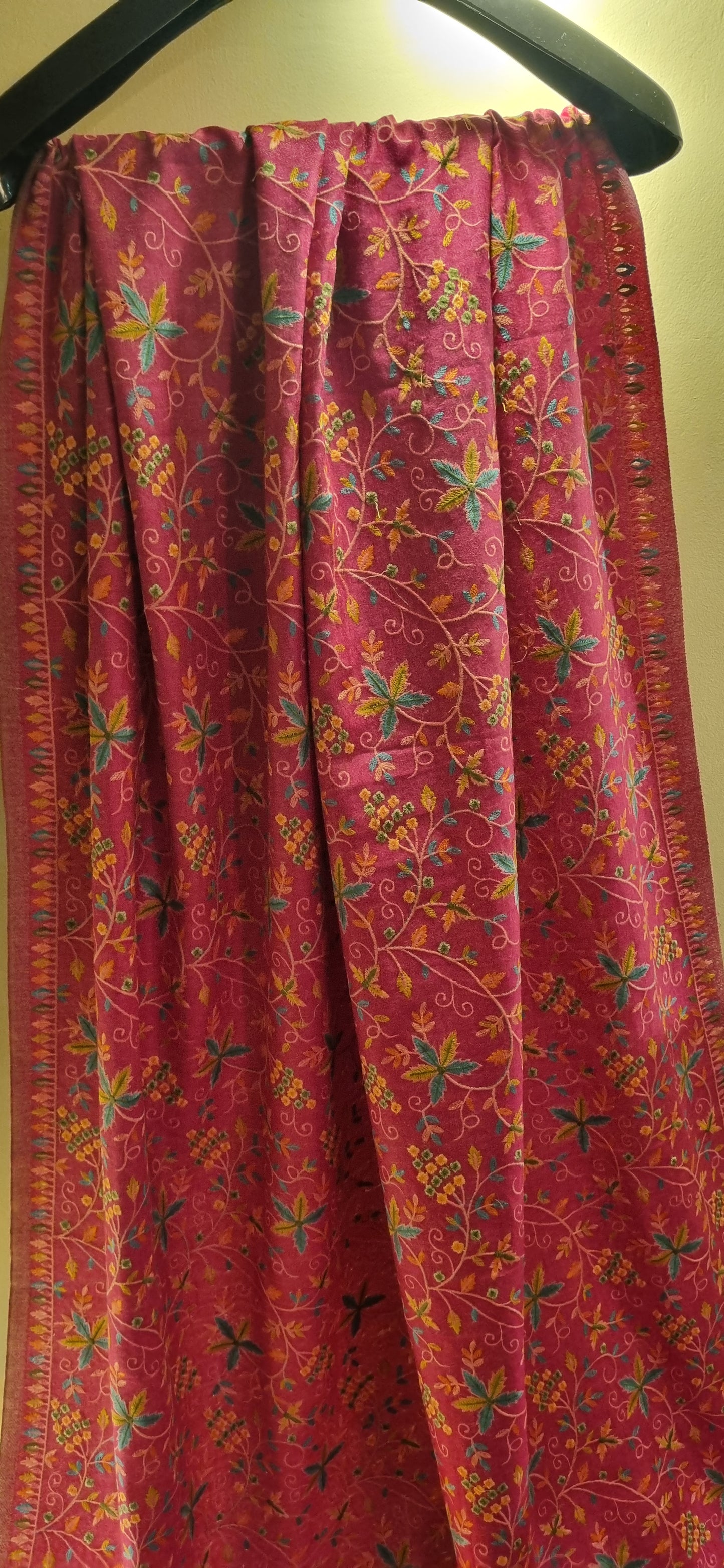 Reversible papermachi embroidered toosh shawl