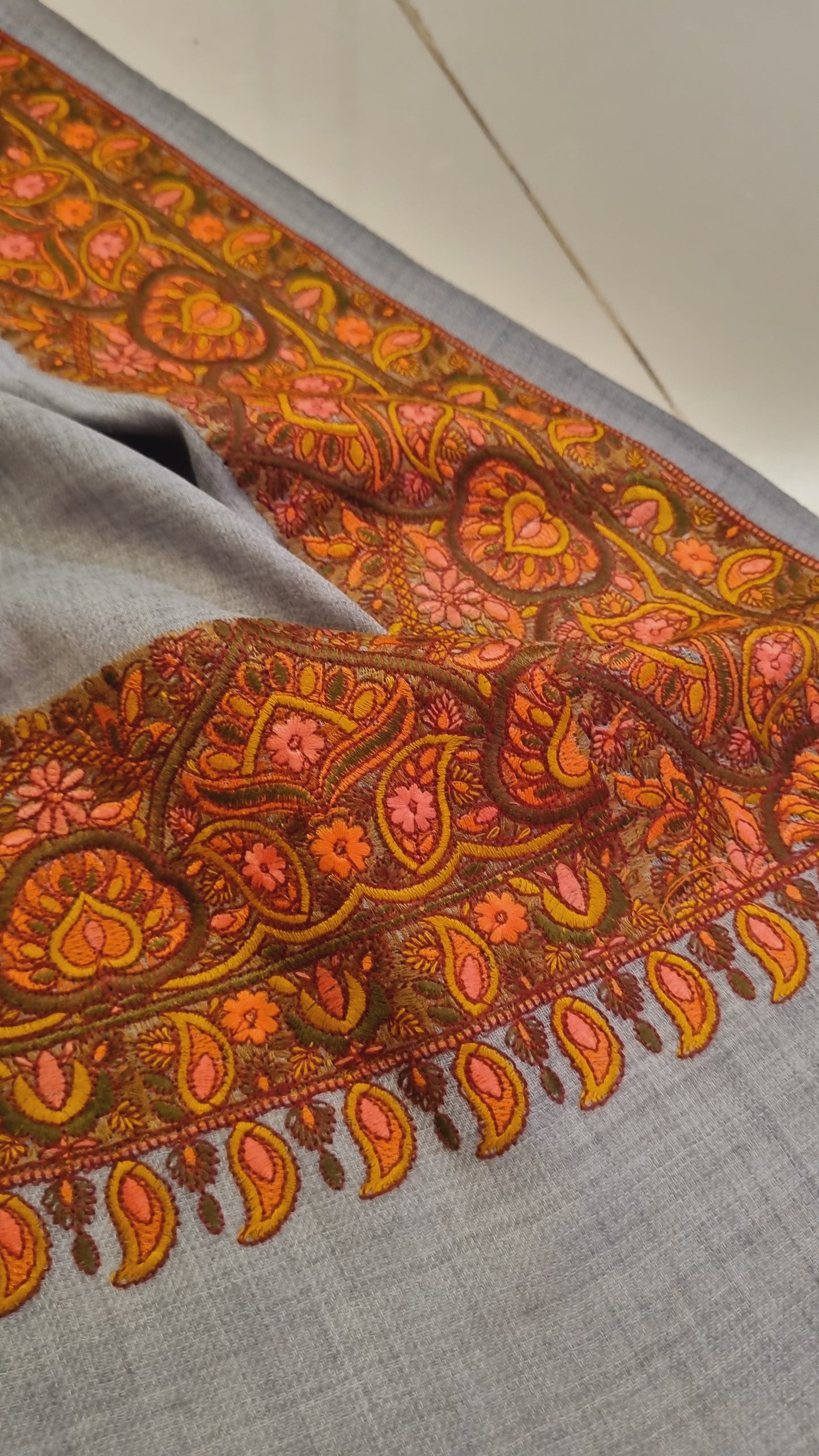 Papermachi embroidered pashmina shawl