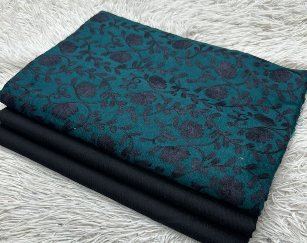 Embroidered three piece: Pashmina