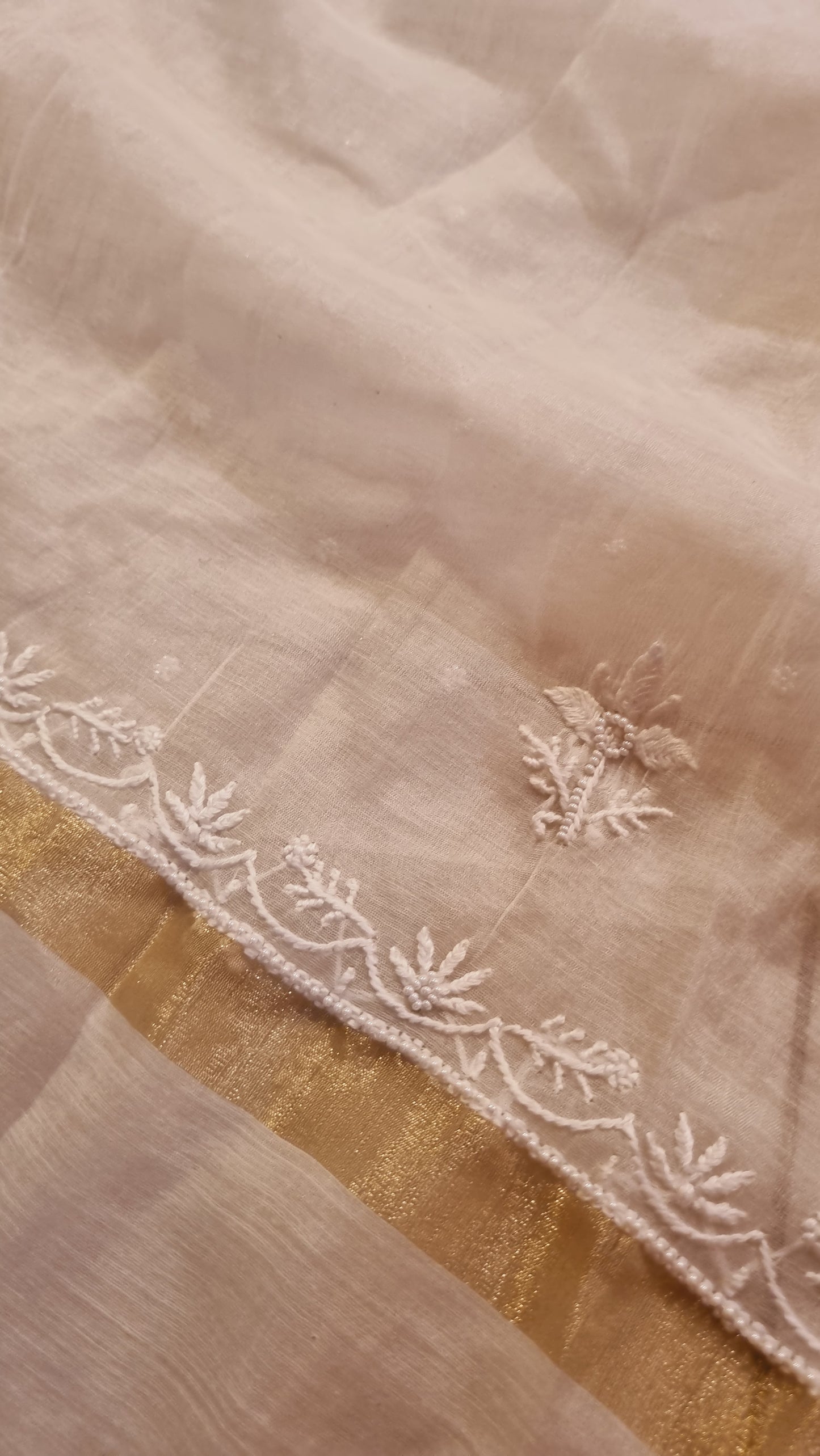 Mul chanderi chikankari suit