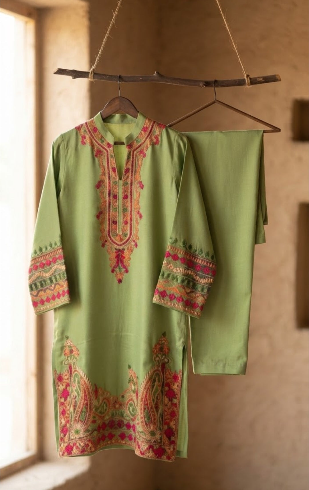 Embroidered kurta trouser: Pashmina