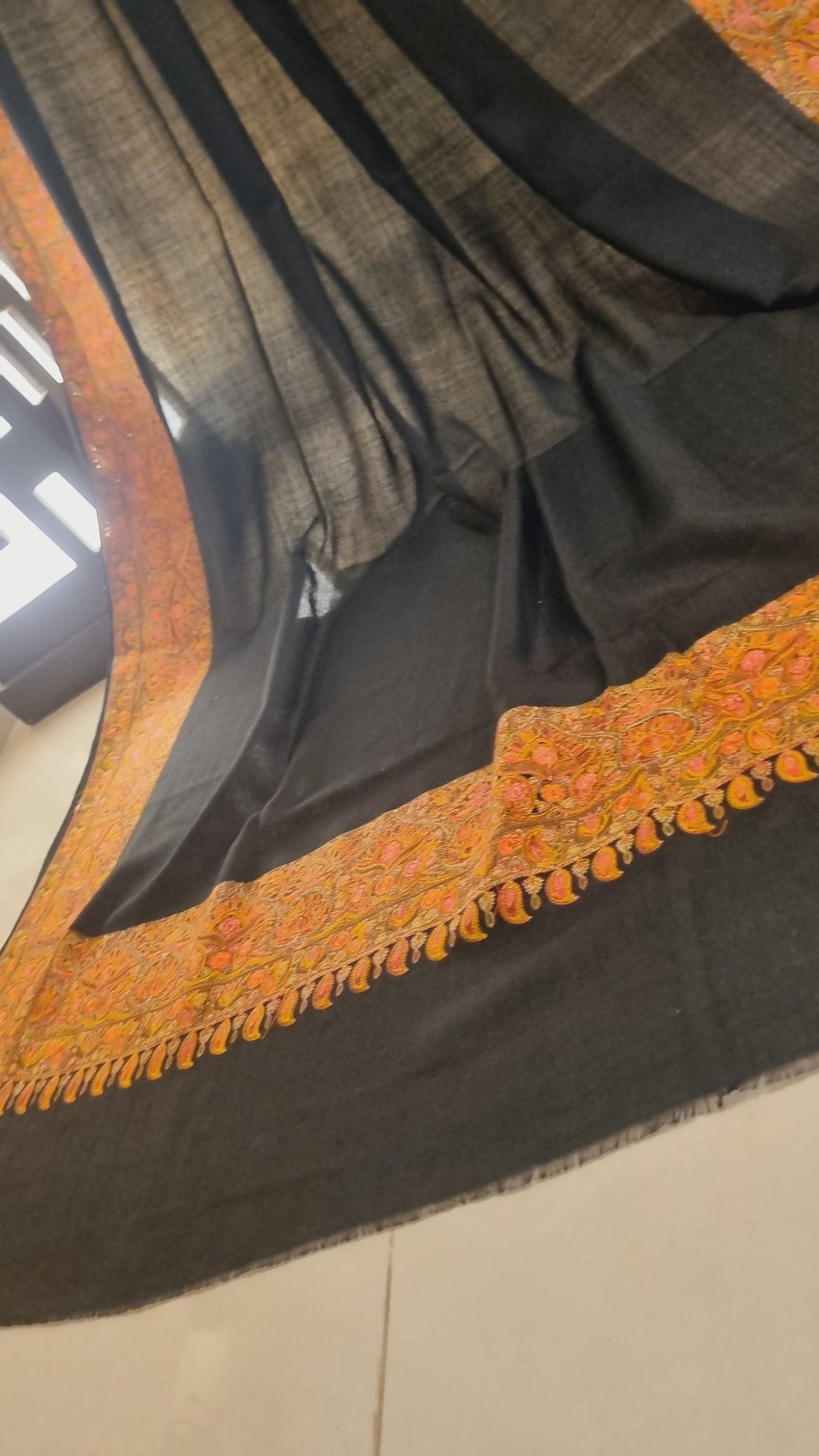 Papermachi embroidered pashmina shawl