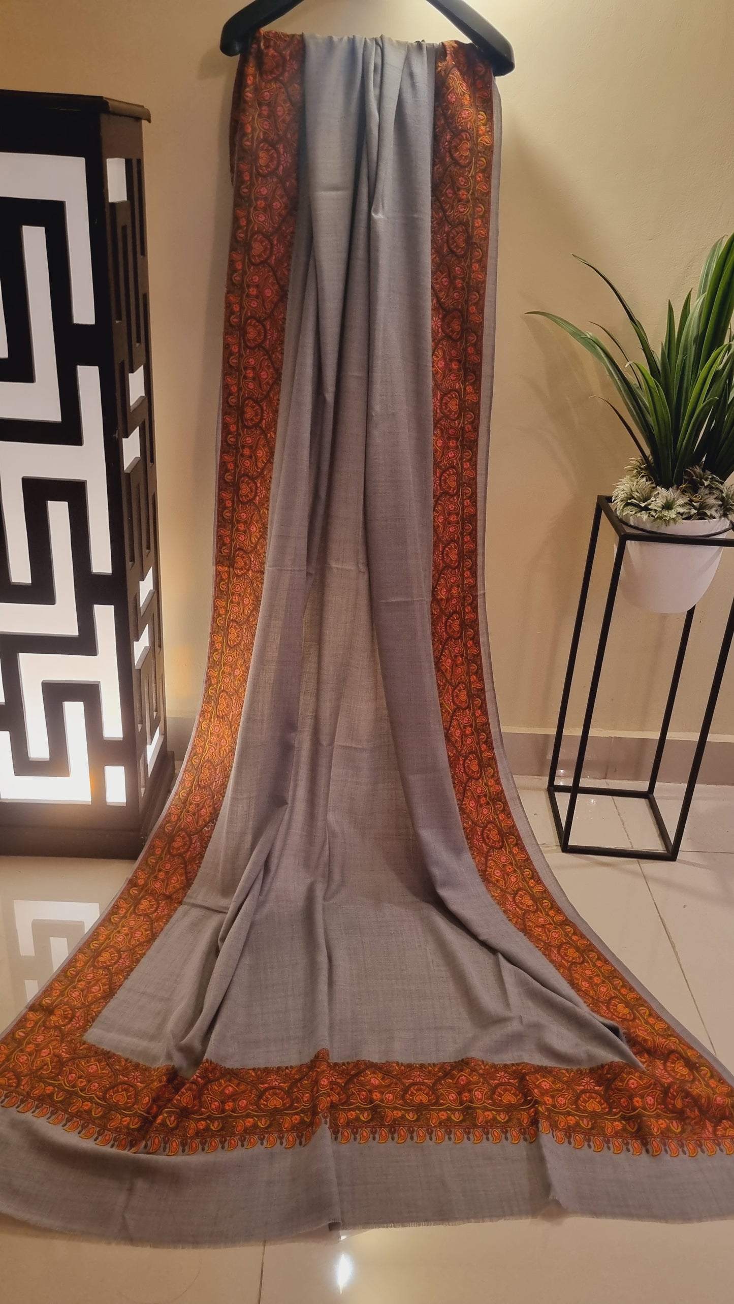 Papermachi embroidered pashmina shawl