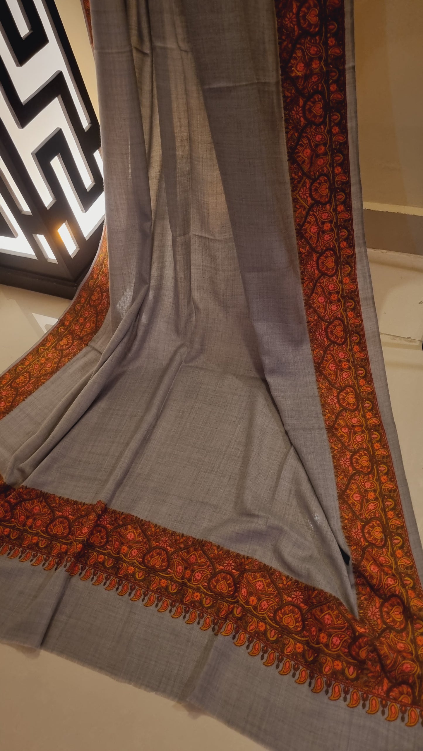 Papermachi embroidered pashmina shawl