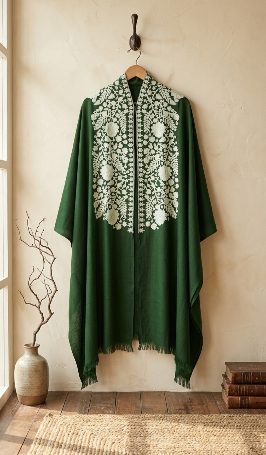 Embroidered cape shawl: Pashmina