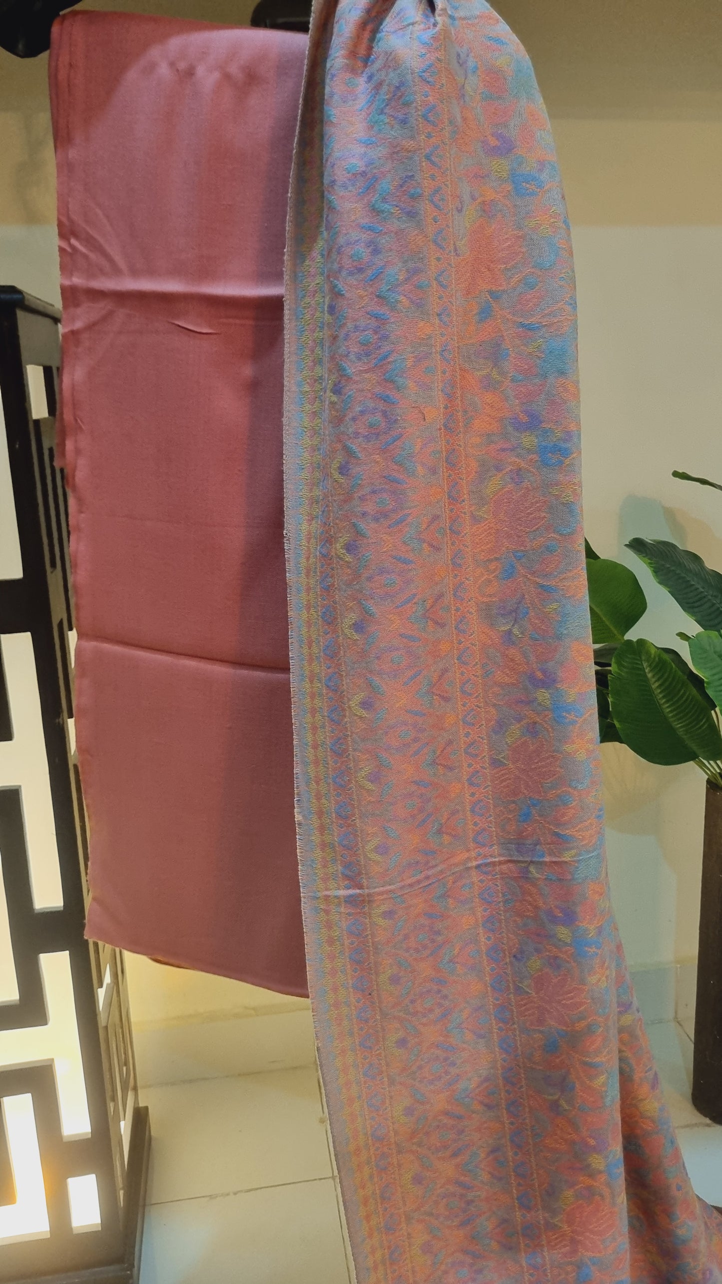 Kaani shawl with plain suit