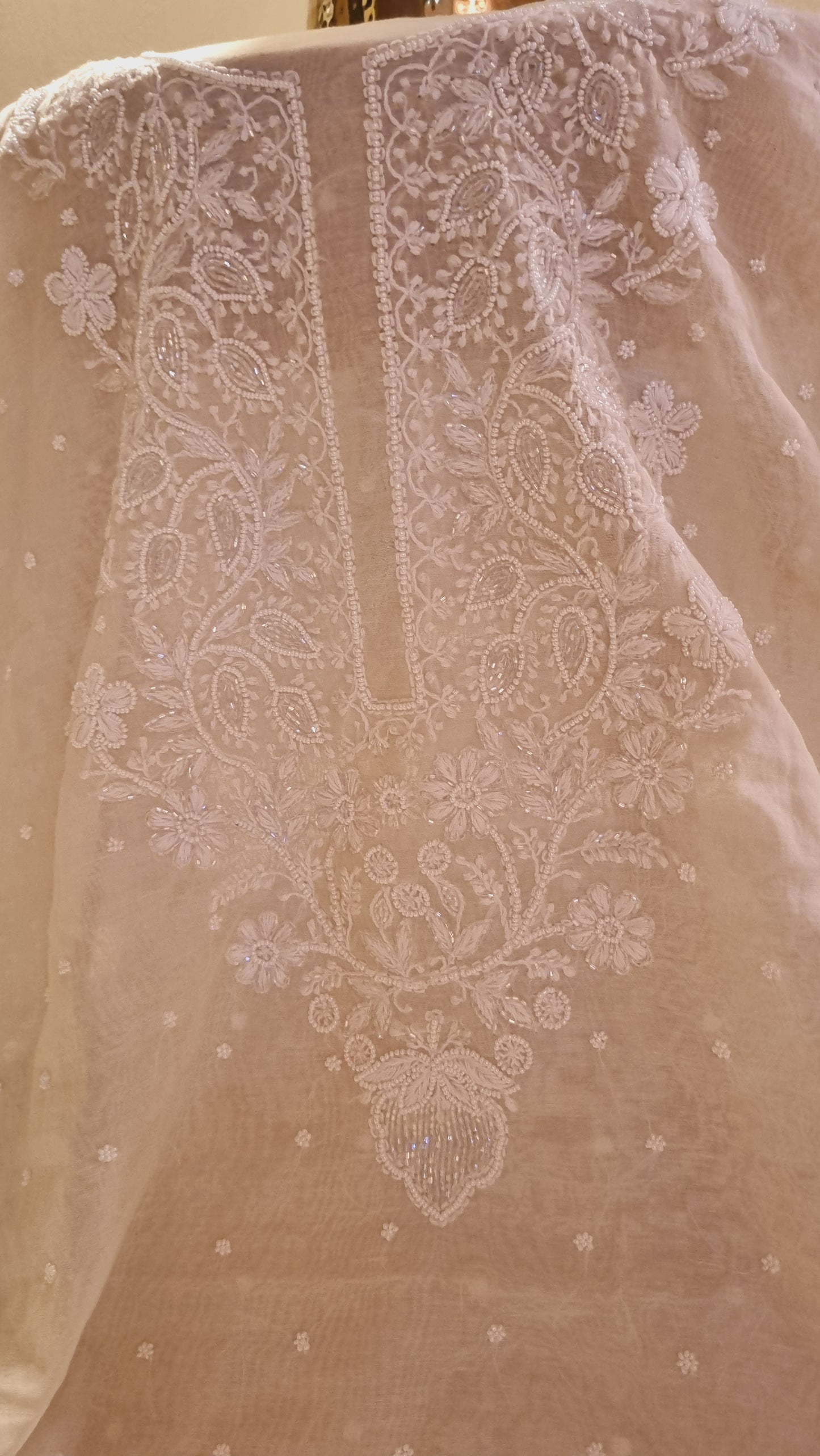 Mul chanderi chikankari suit