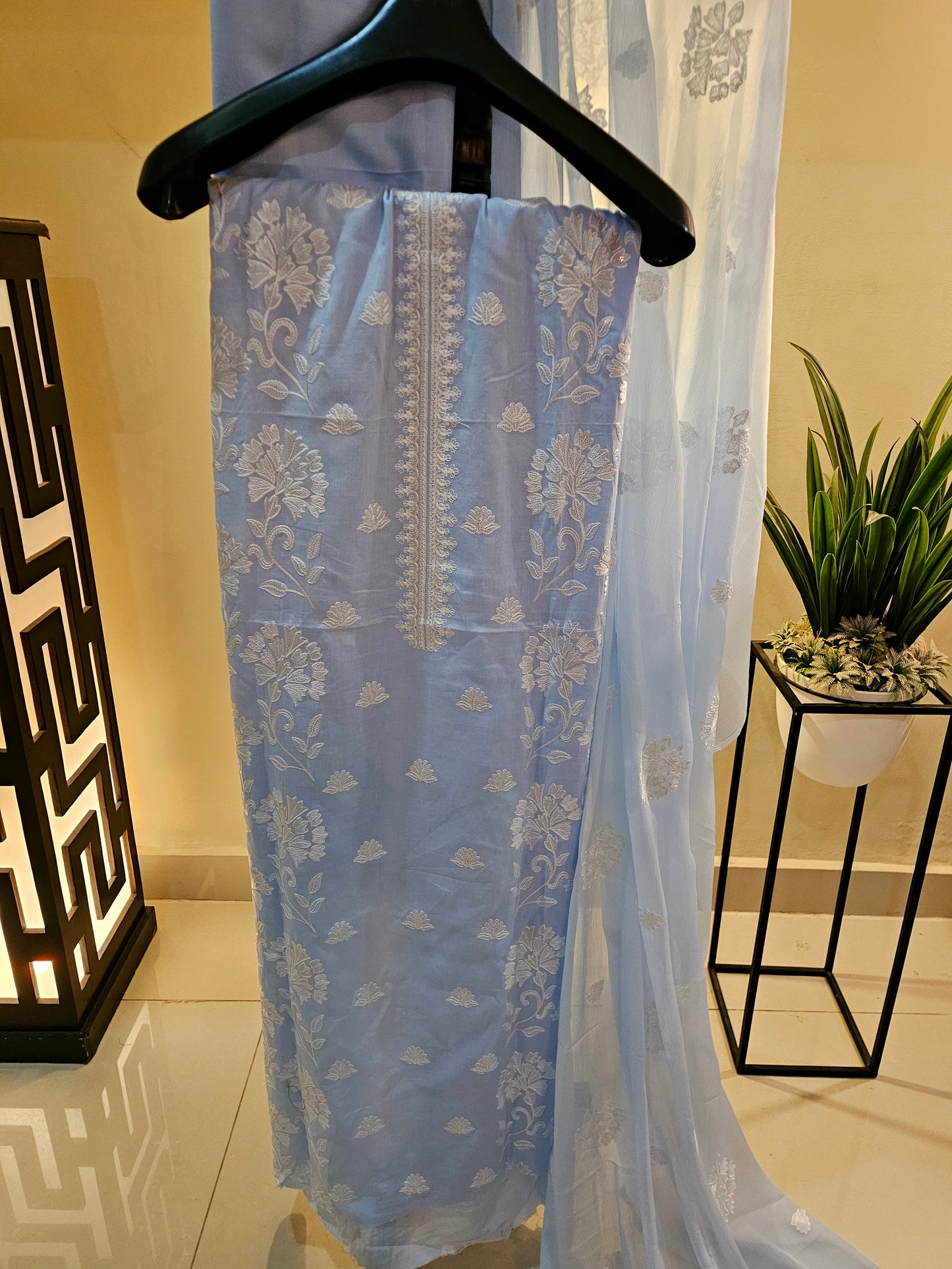 Lawn embroidered three piece