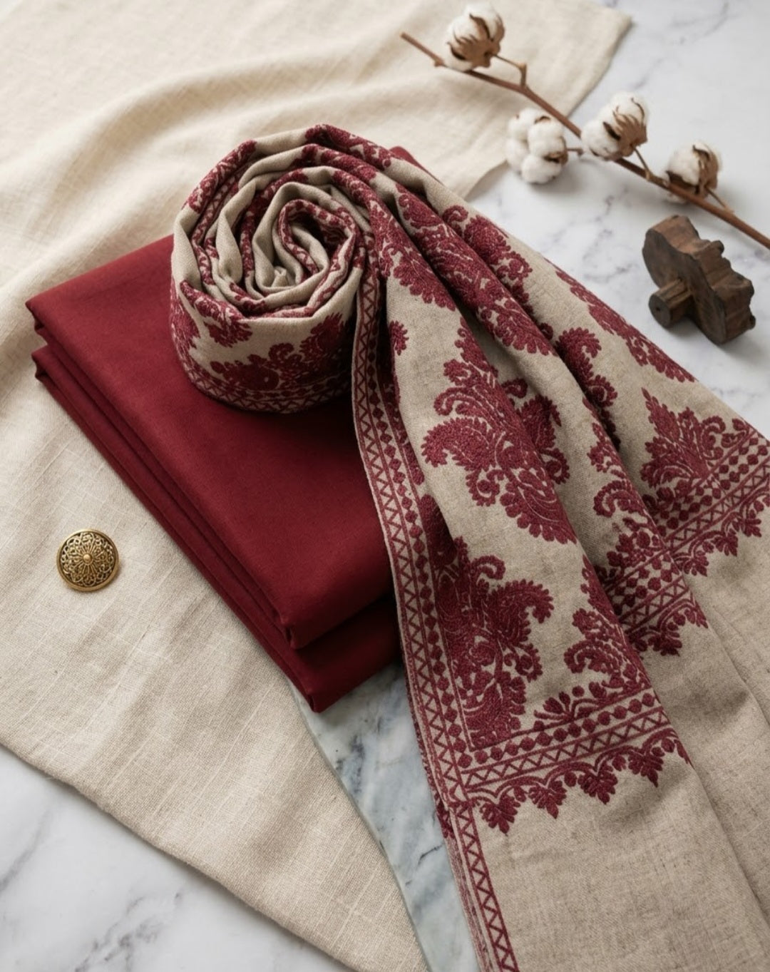 Embroidered suit: Pashmina
