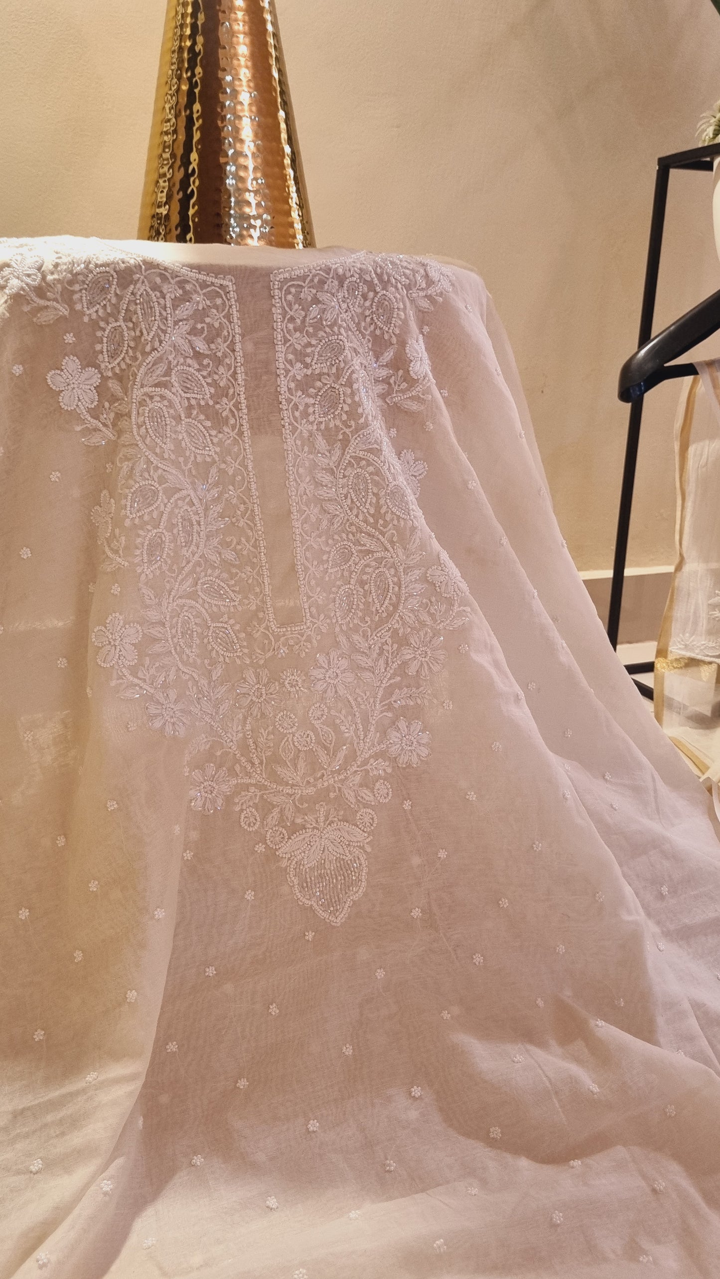 Mul chanderi chikankari suit