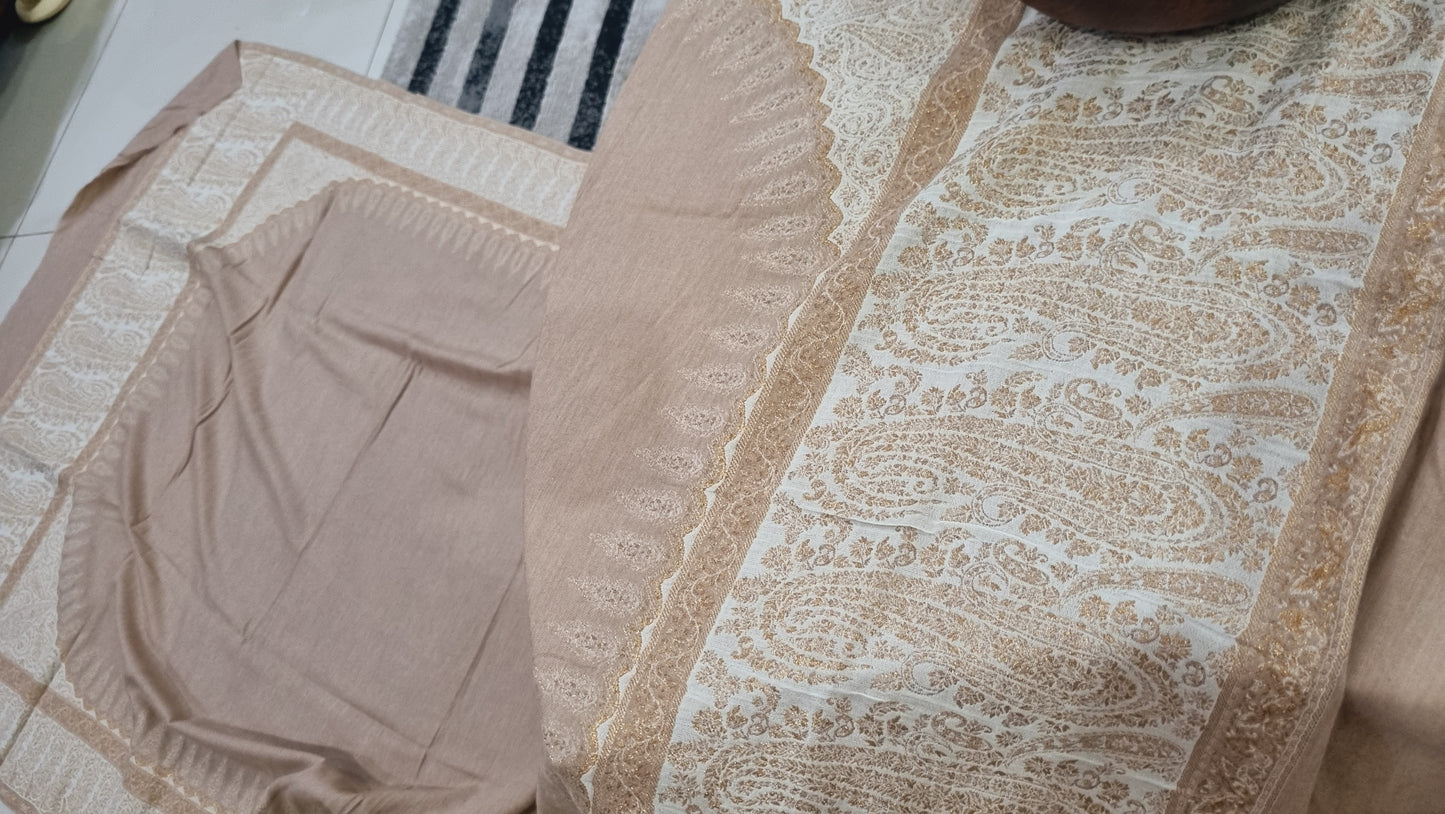 Pashmina shawl with zaree kaani border