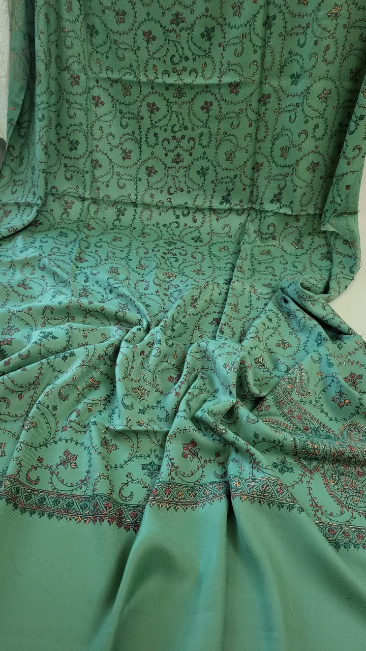 Hand embroidered woolen pashmina shawls