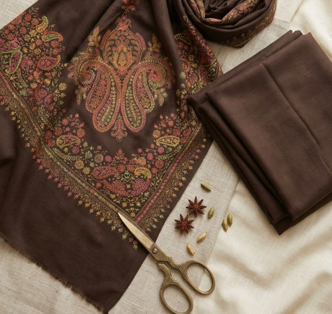 Embroidered suit: Pashmina