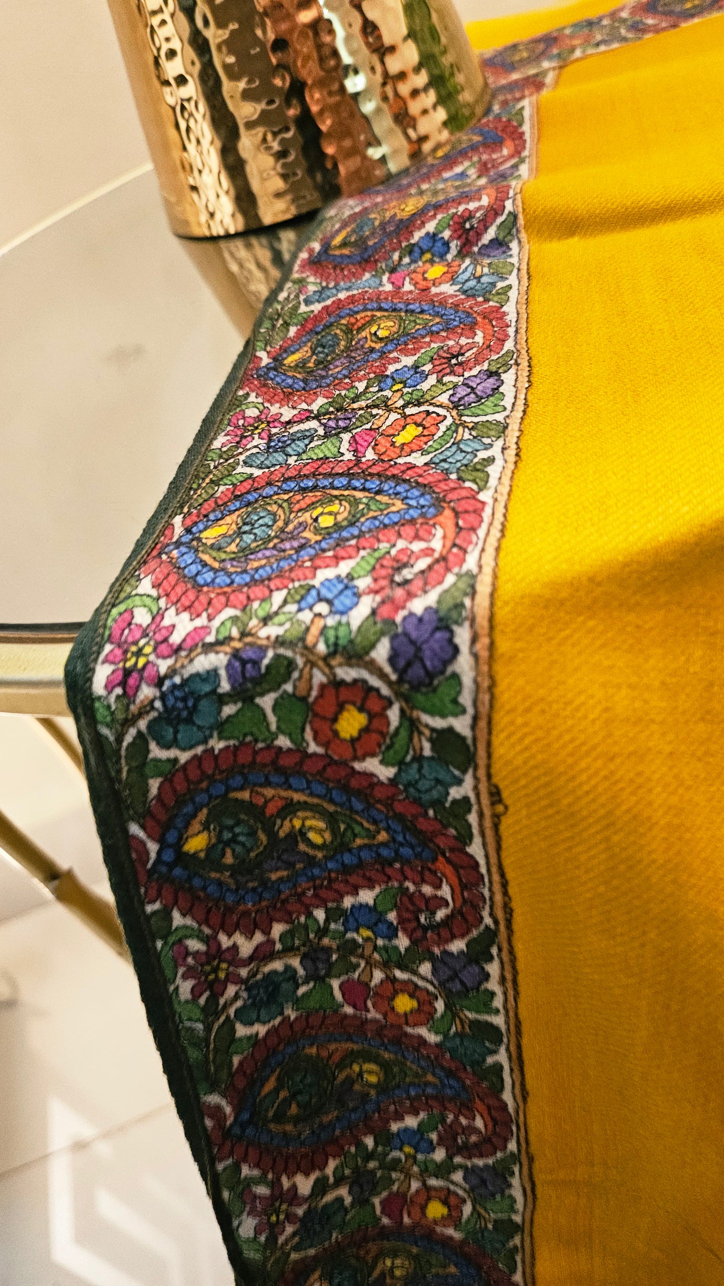 Kalamkar border minishawl: pashmina