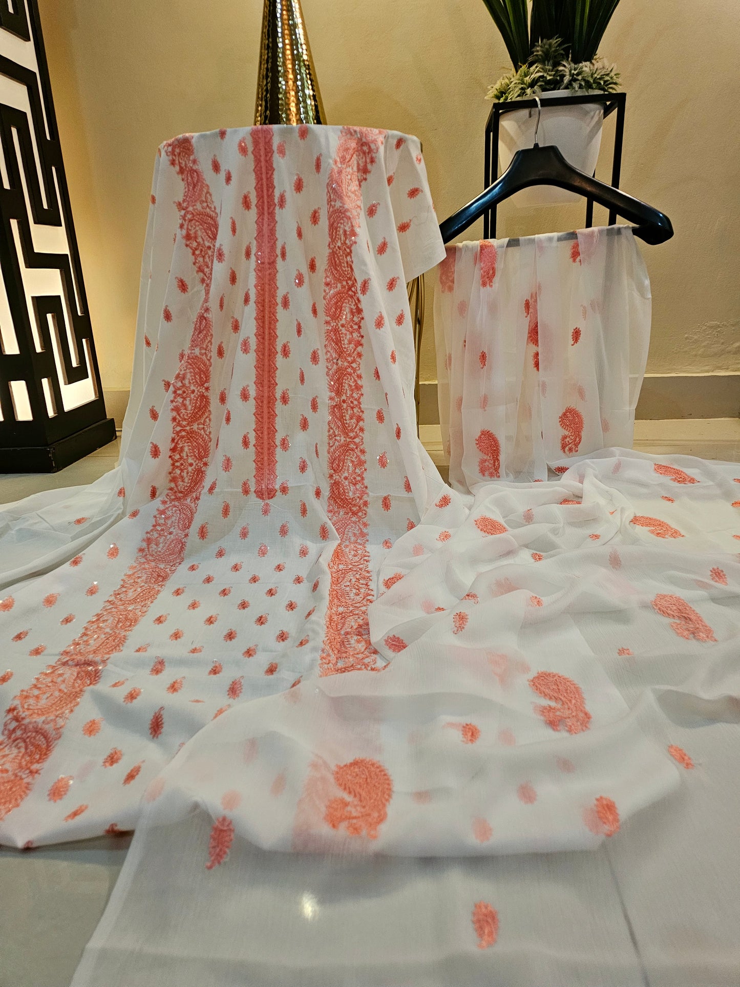 Lawn embroidered three piece