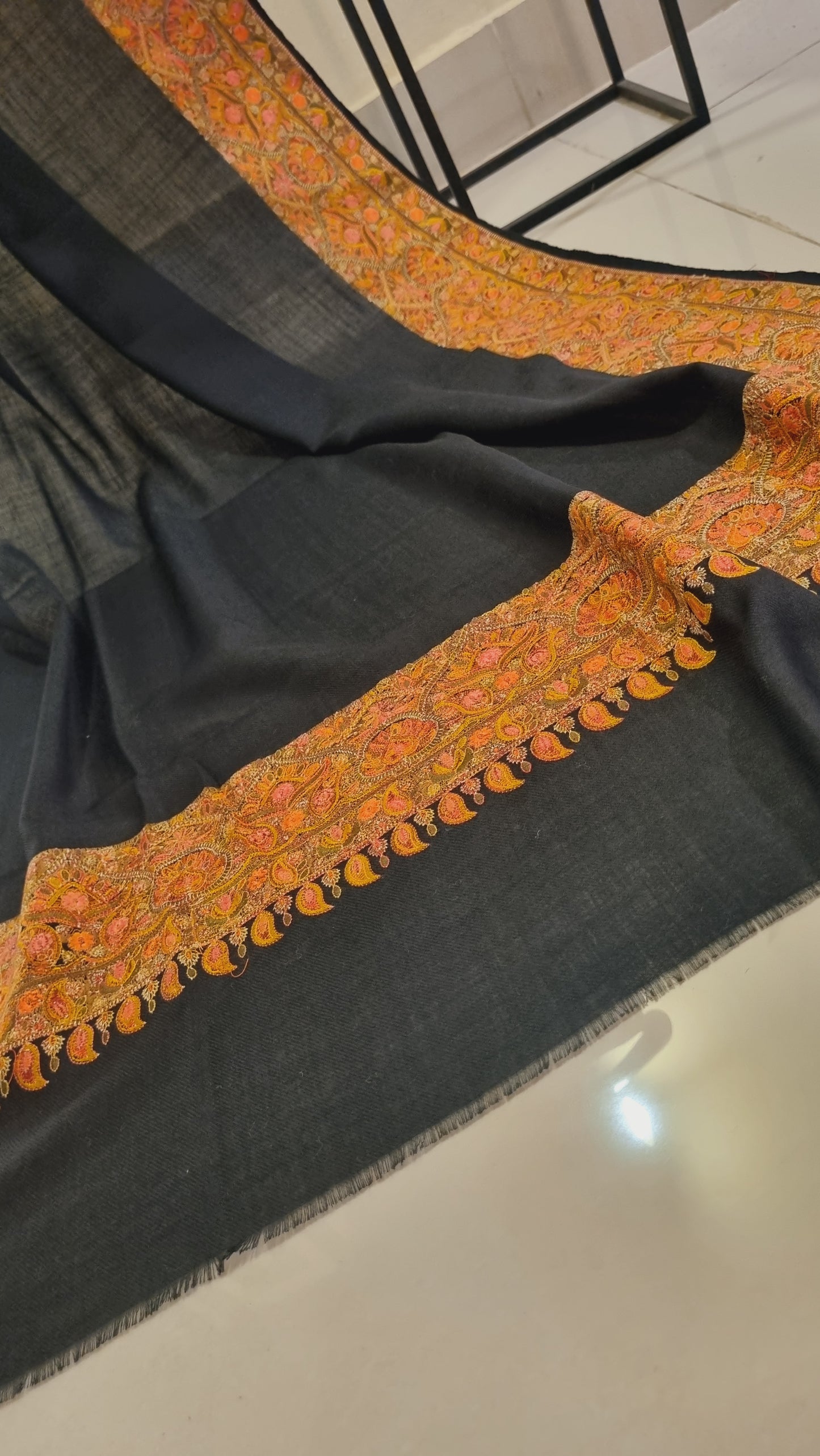 Papermachi embroidered pashmina shawl