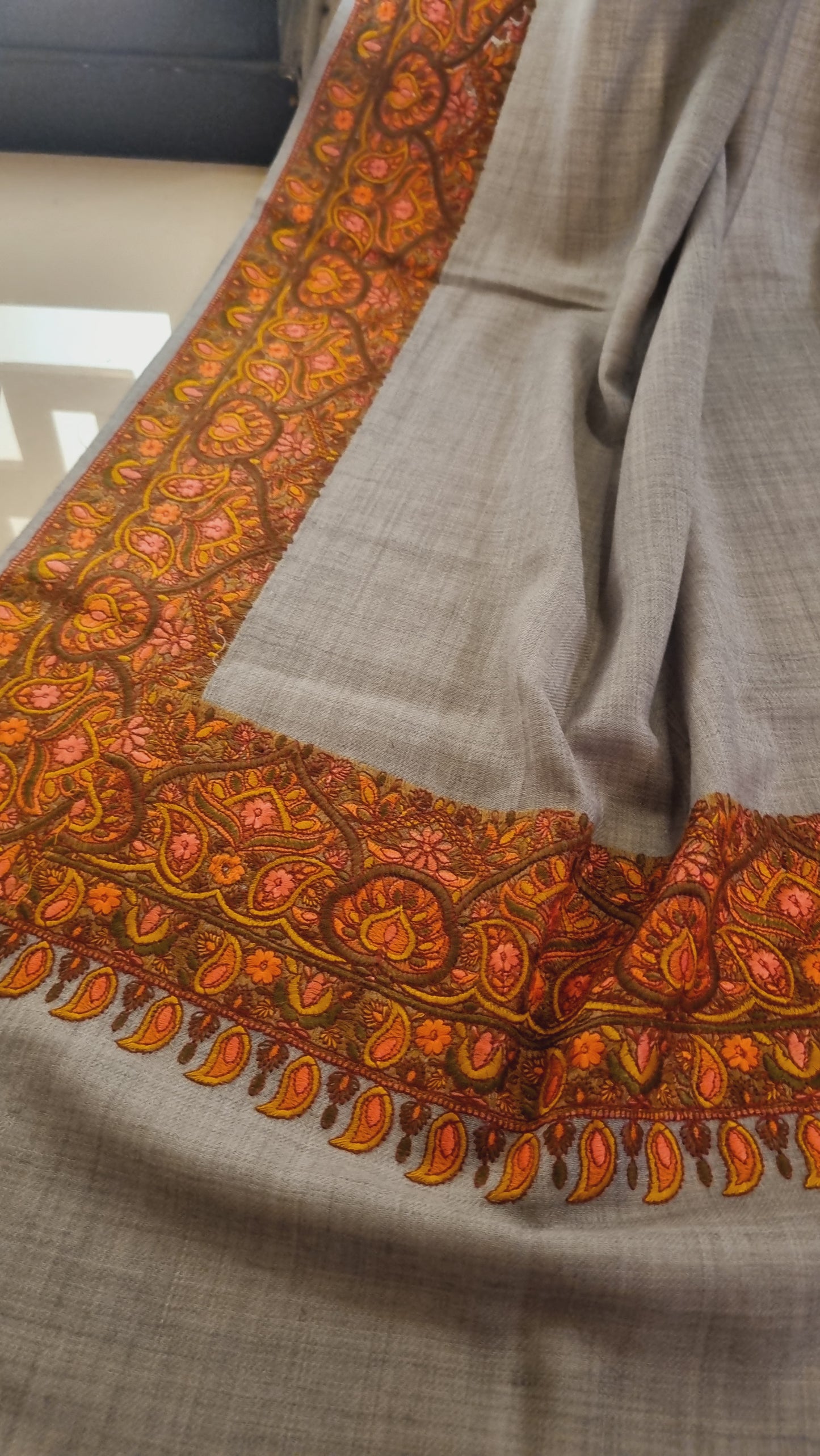Papermachi embroidered pashmina shawl