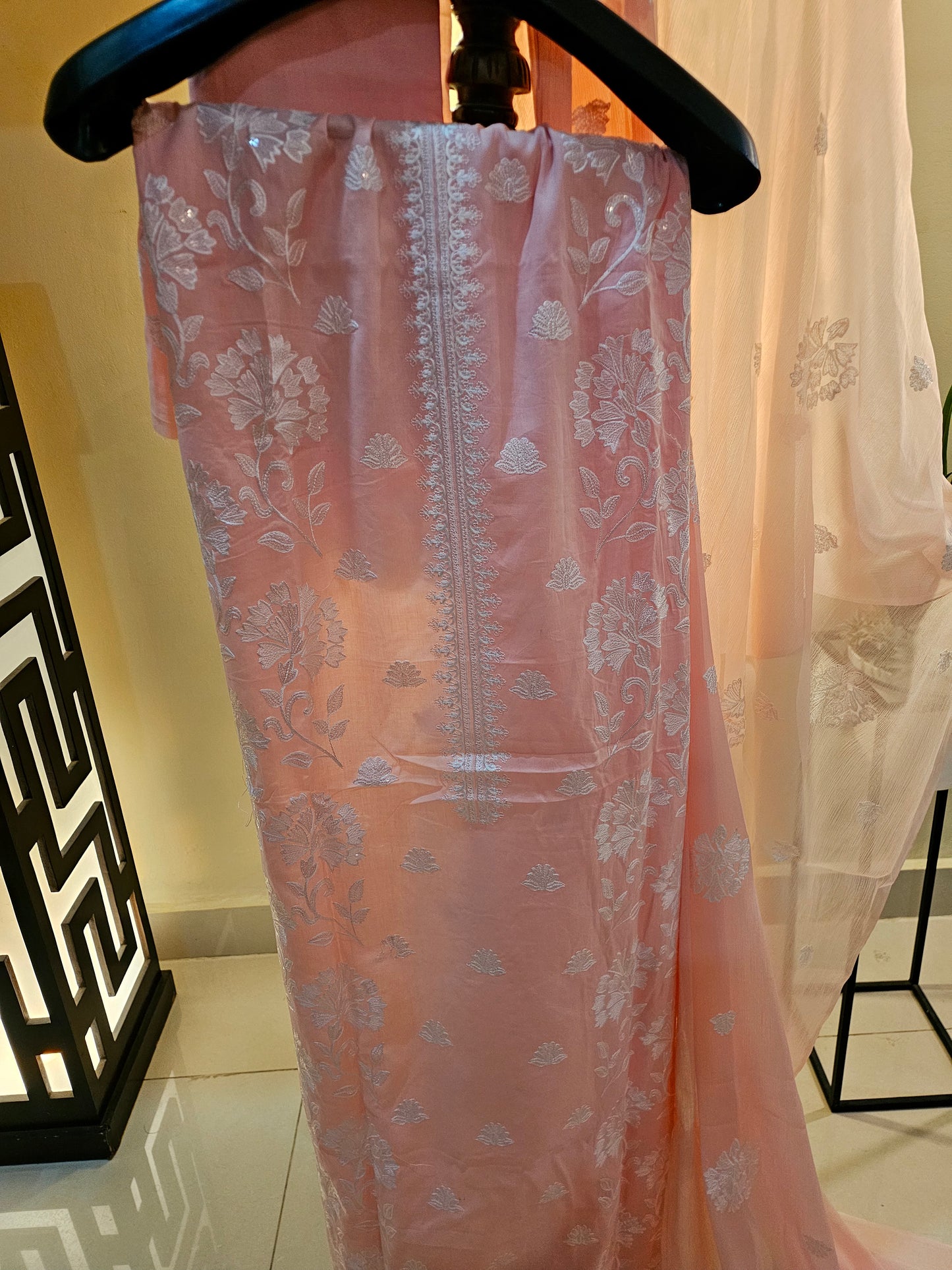 Lawn embroidered three piece suit