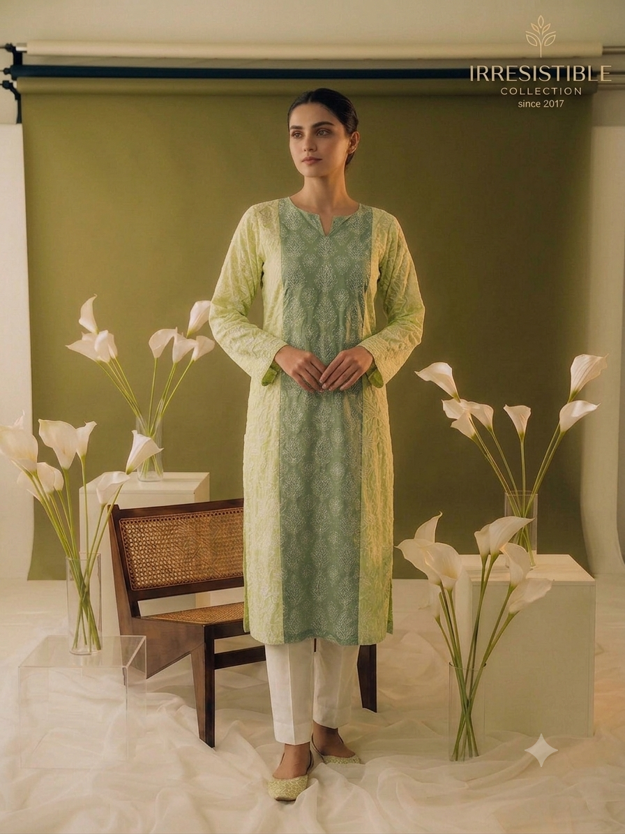 Chikankari shirt : Centre panel