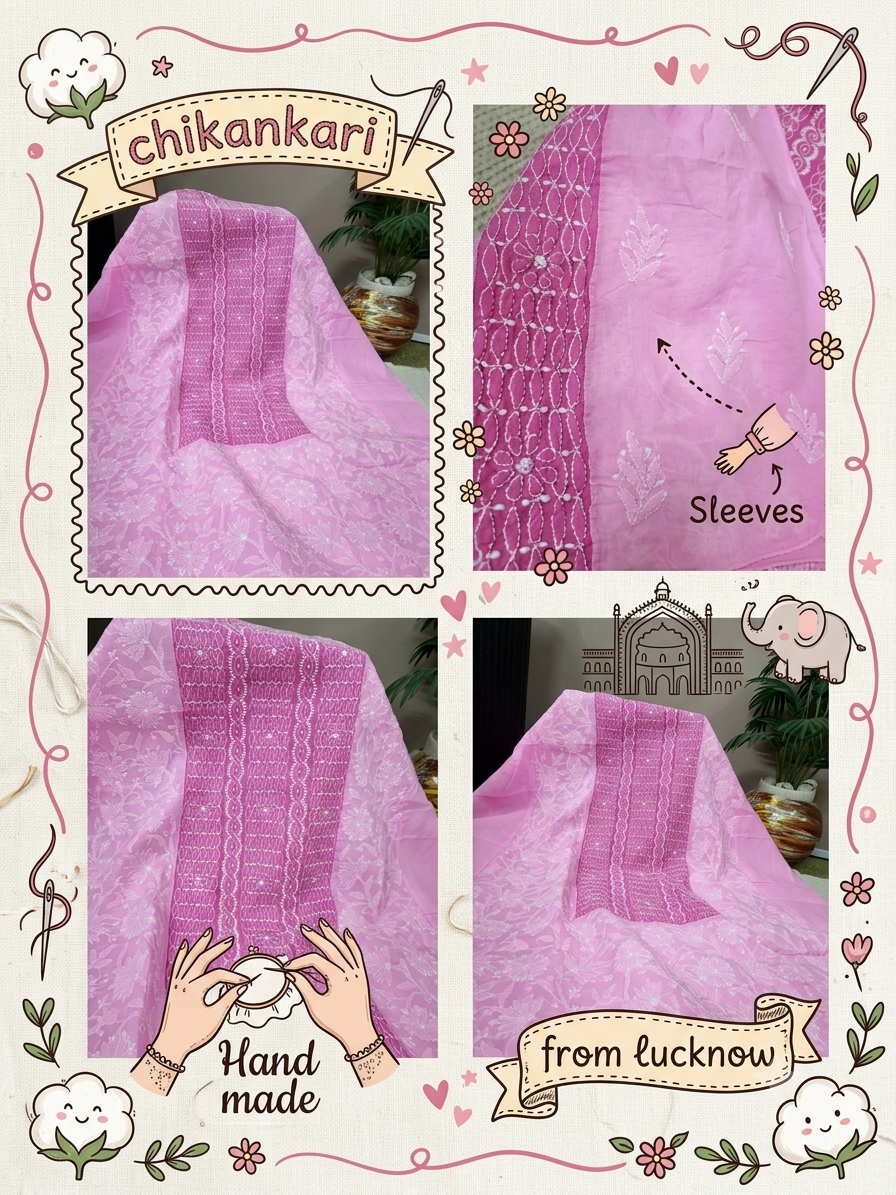 Chikankari shirt : Centre panel