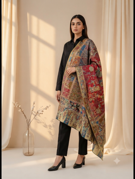 Reversible Shikargah : Toosh shawl