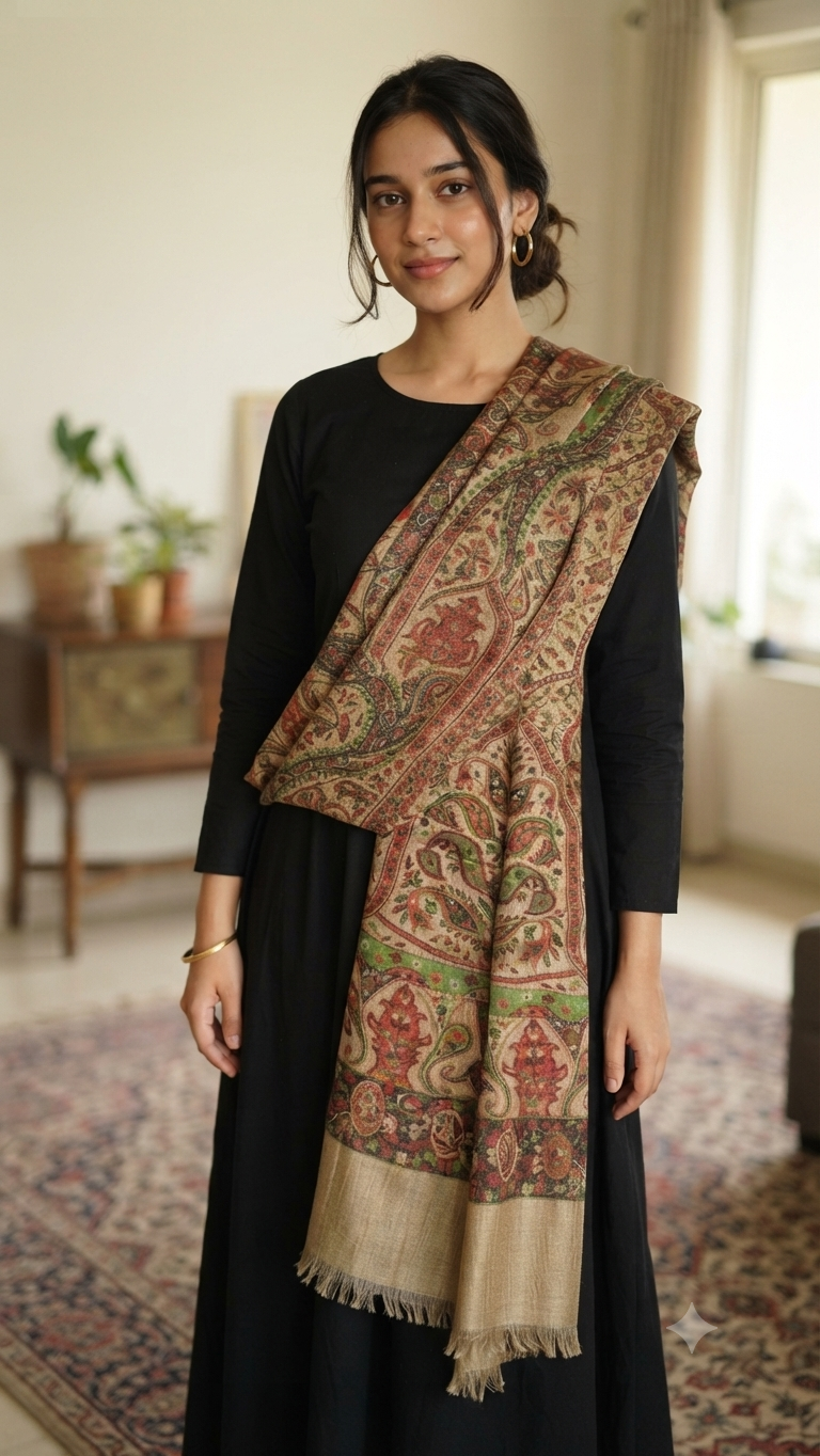 Reversible persian kaani: shawl