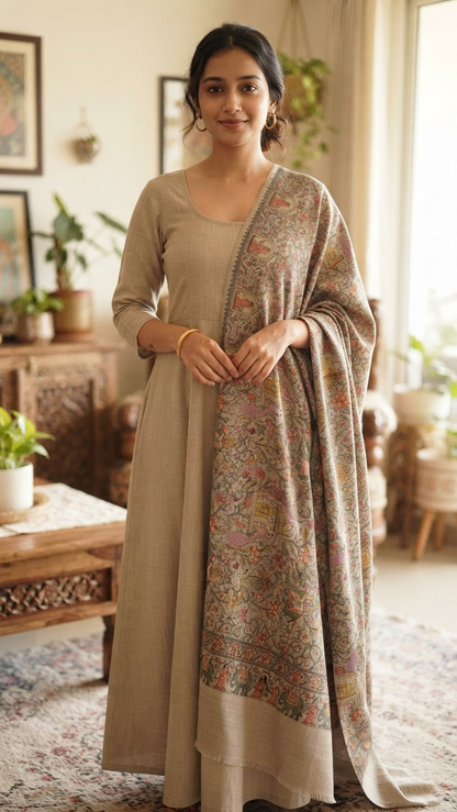 Shikargah Jama shawl : Pure pashmina