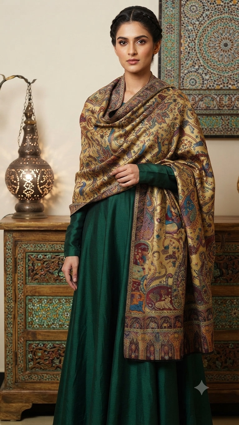 Moonlight Toosh kaani : Reversible shawl