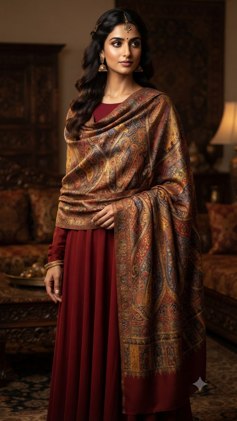 Kalamkari silk kaani: shawl