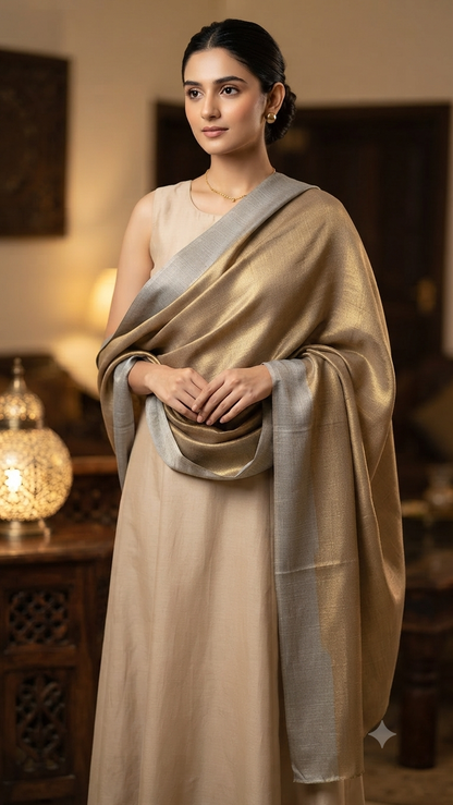 Moonlight kaani : Reversible pashmina shawl