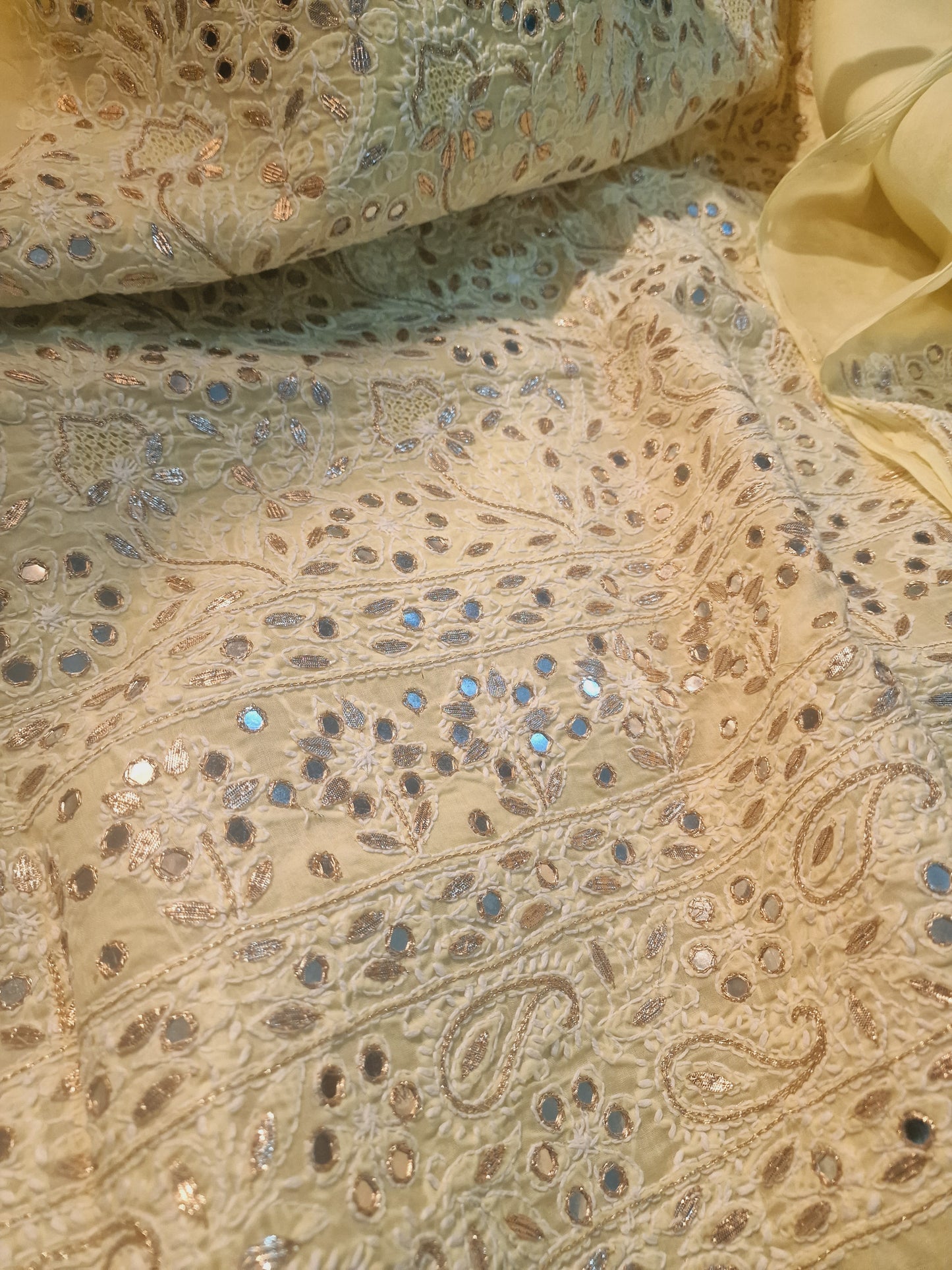 Sale Chikankari on lawn with mirror work