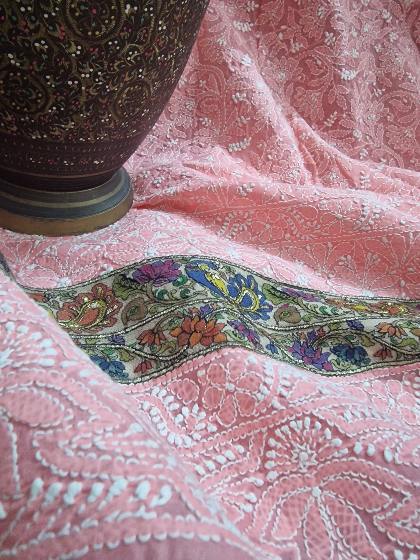 Shikargah chikankari on lawn