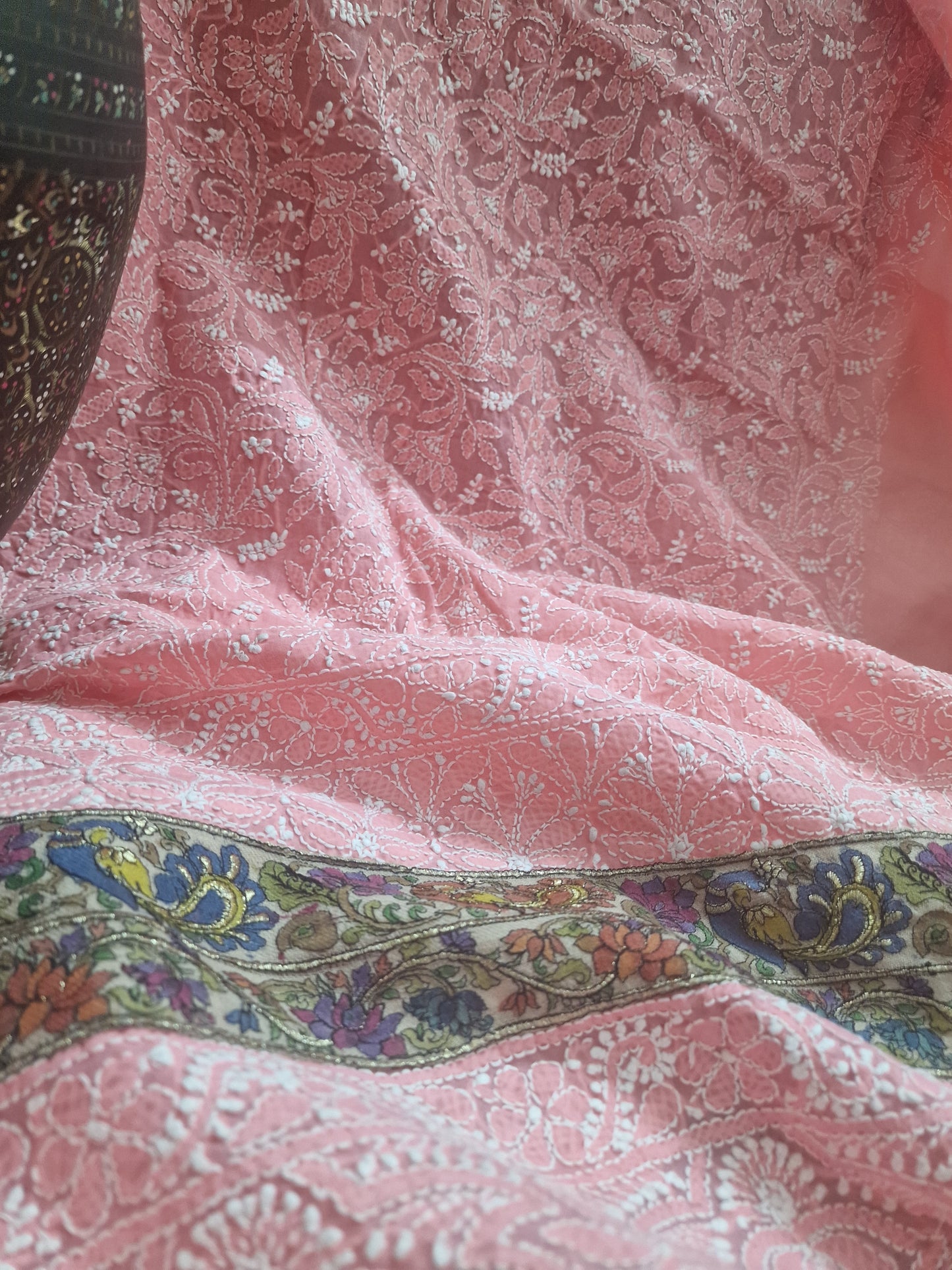 Shikargah chikankari on lawn