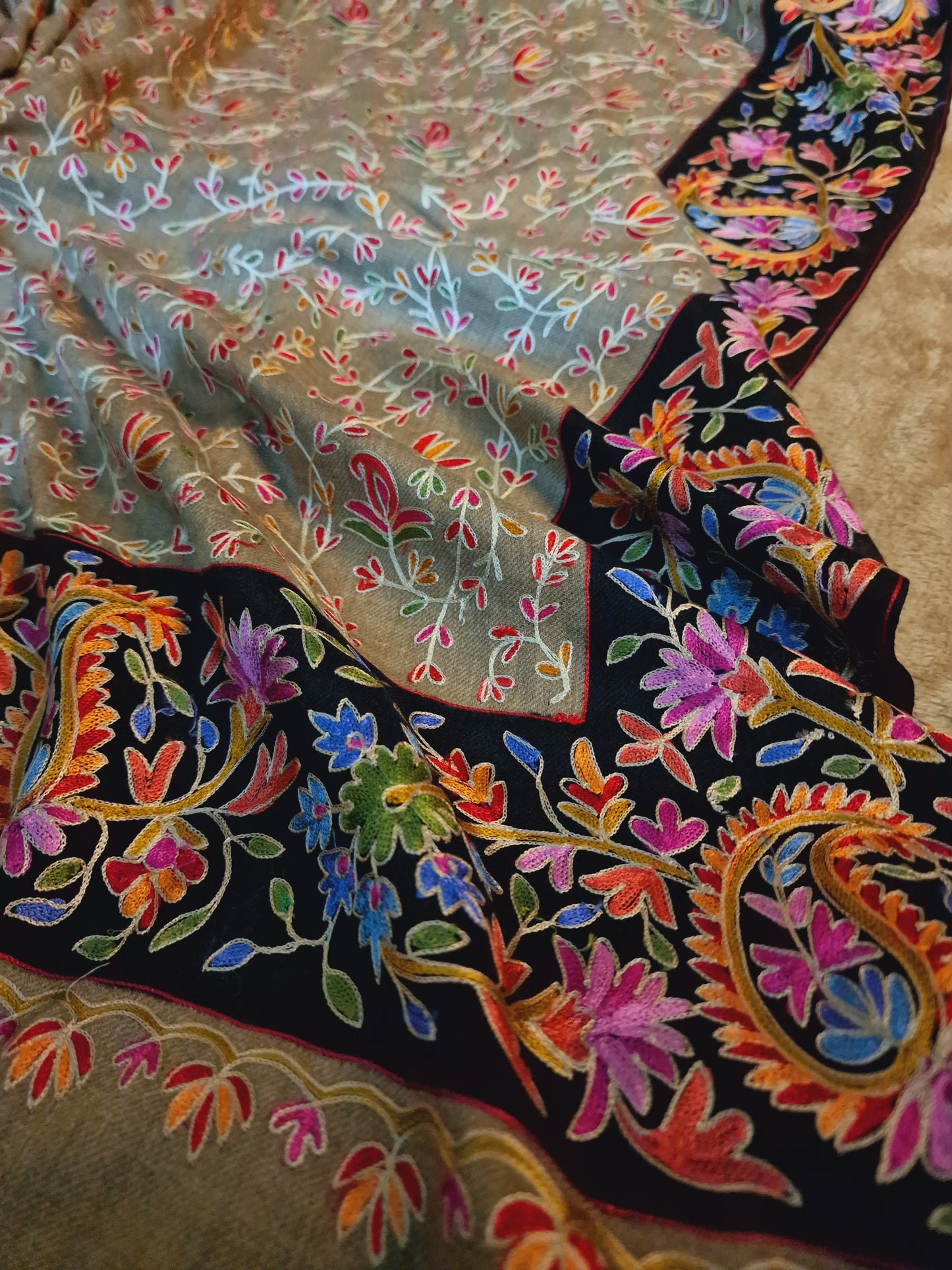 Resham embroidery weightless shawl