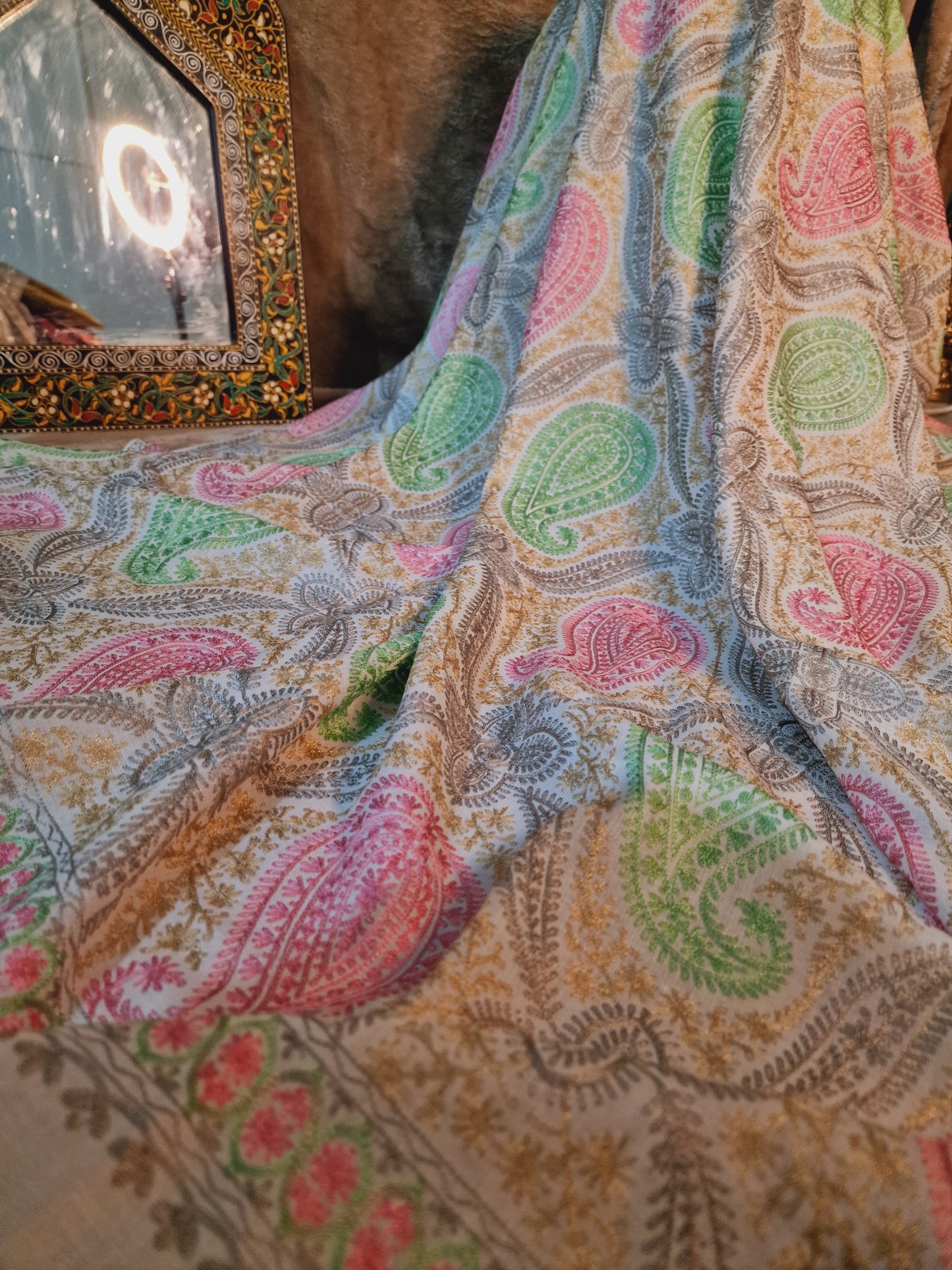 Resham embroidery pashmina