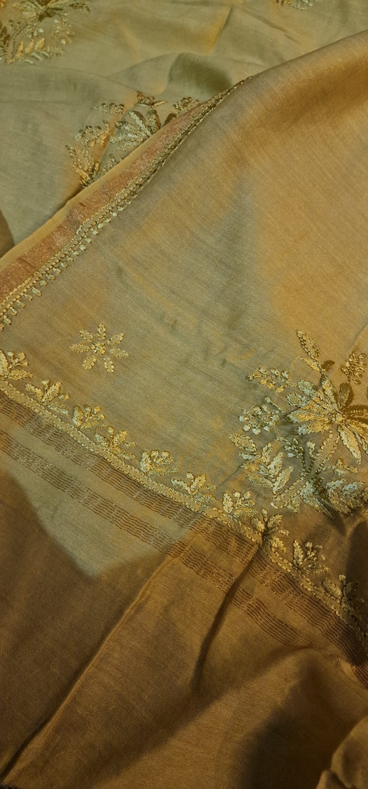 Embroidered suit: Chanderi silk