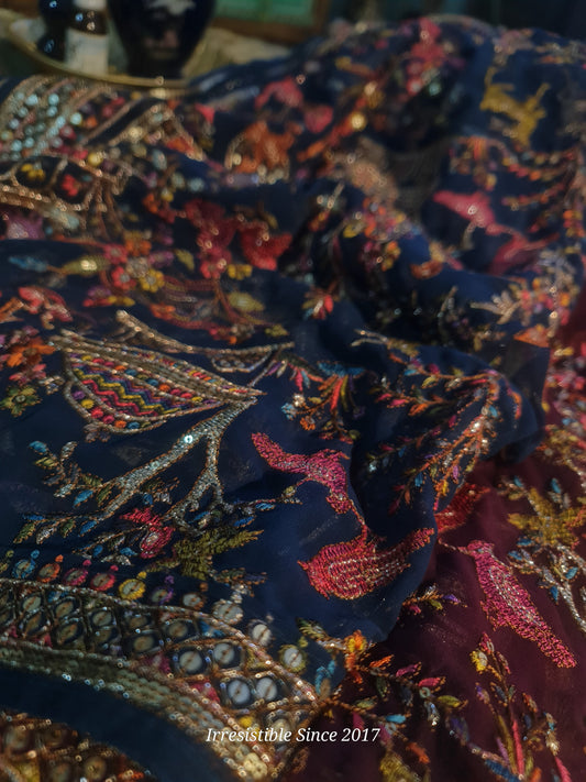 Pure Georget shawl: embroidered