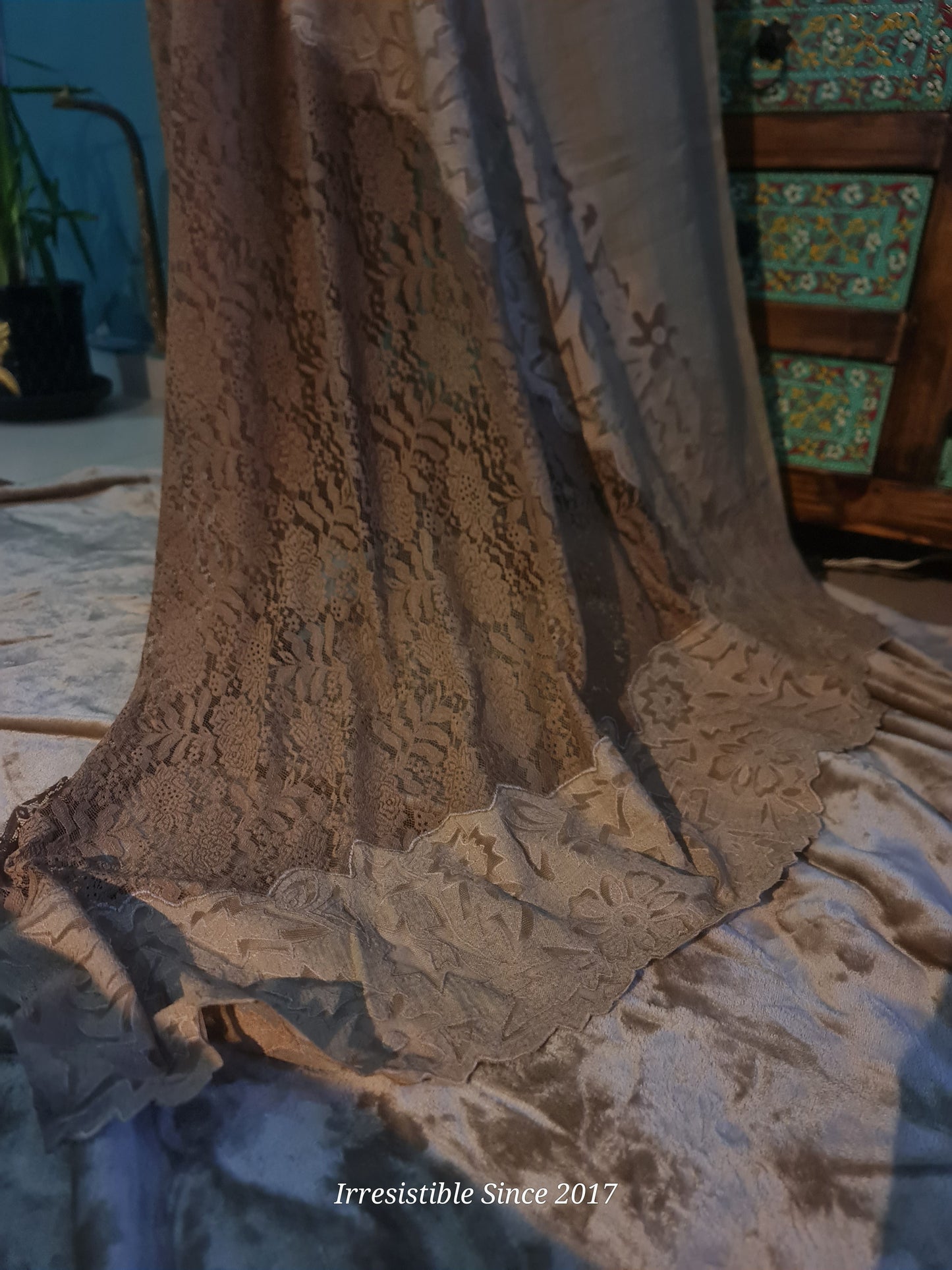 Pashmina shawl: cutwork with chentelle